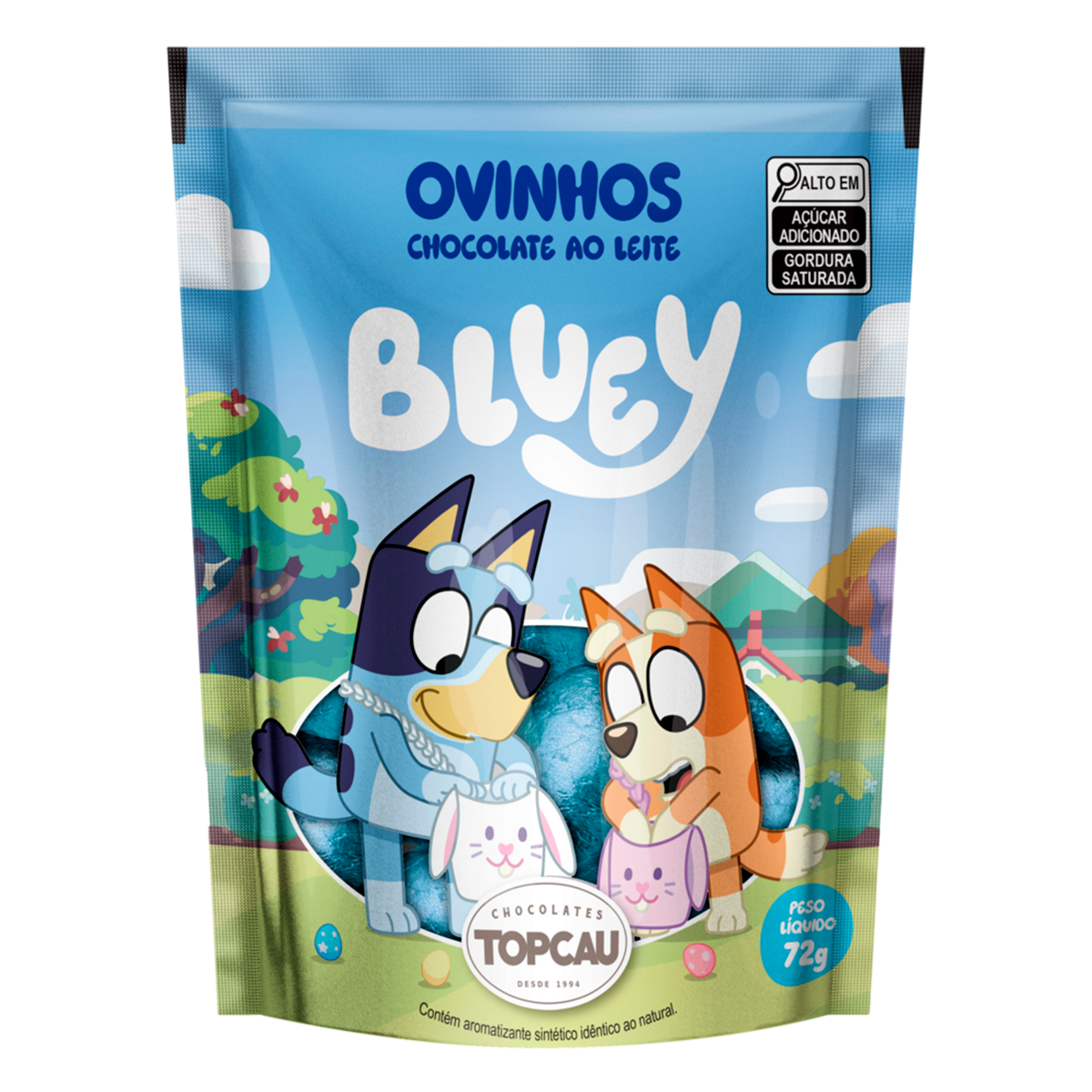 Ovinhos de Chocolate ao Leite Bluey Topcau Sach&ecirc; 72g