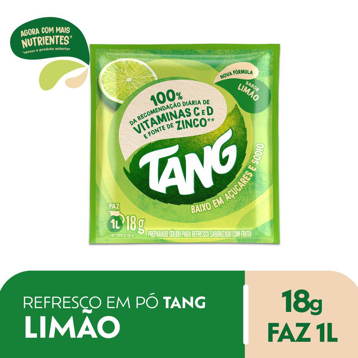 Refresco em P&oacute; Lim&atilde;o Tang Pacote 18g