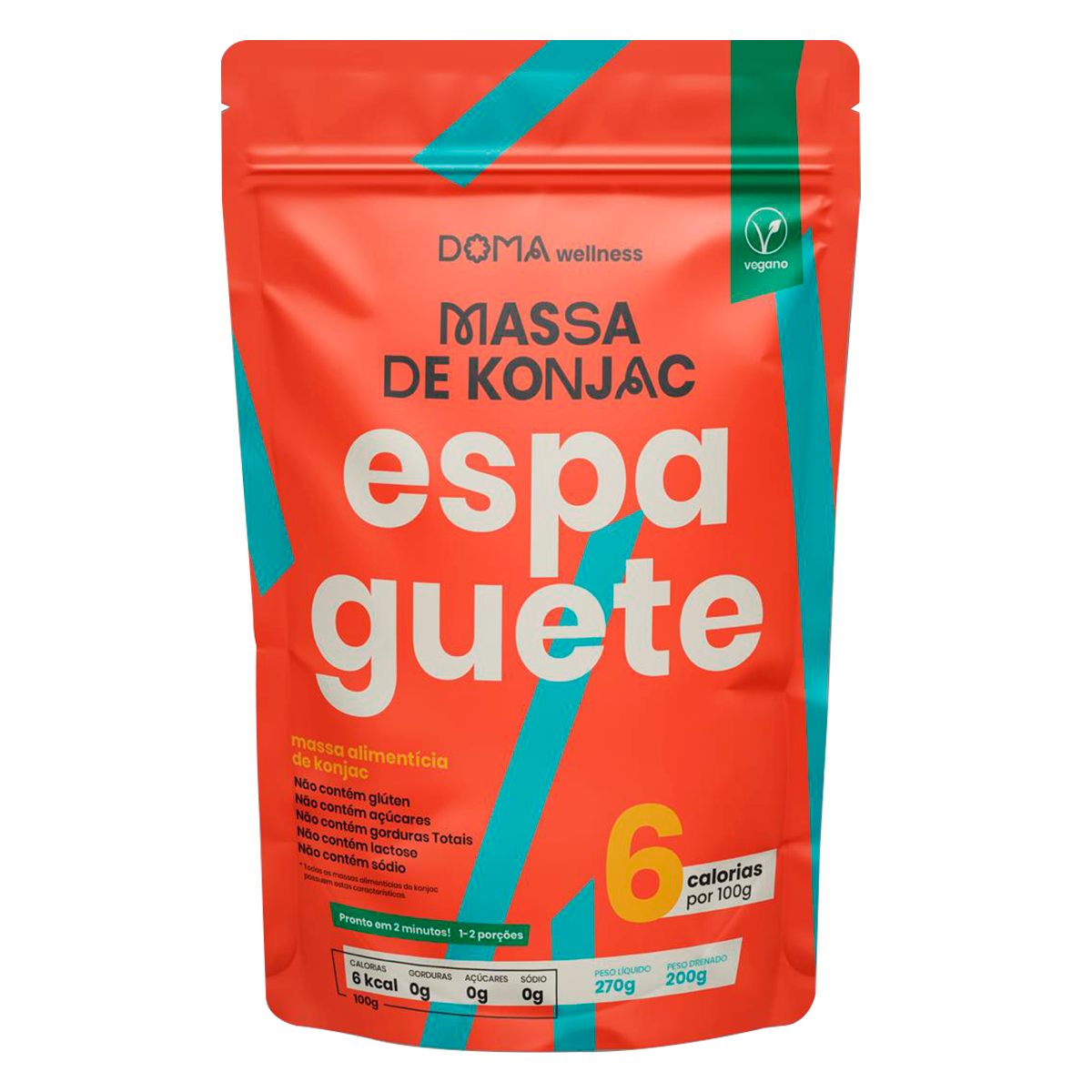 Macarr&atilde;o Espaguete Massa de Konjac Doma Pacote 270g