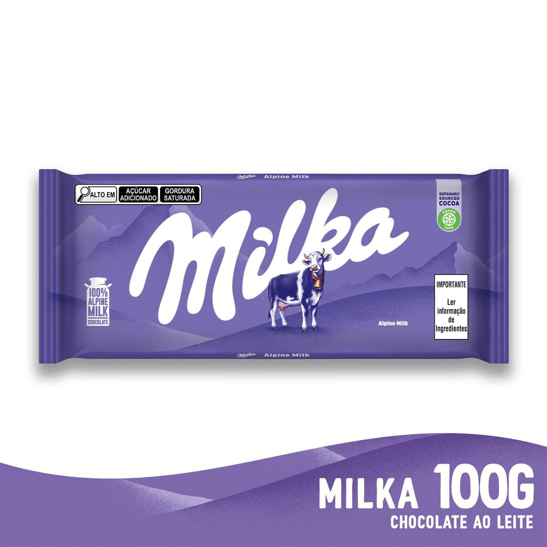 Barra de Chocolate ao Leite Milka 100g