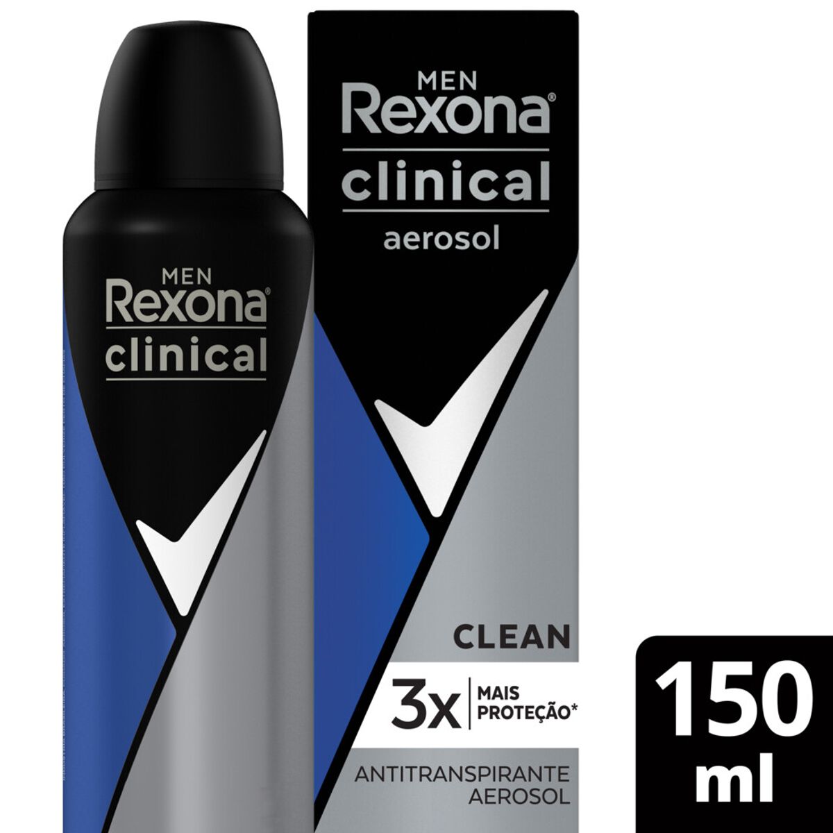 Antitranspirante Aerossol Clean Rexona Clinical Men 150ml