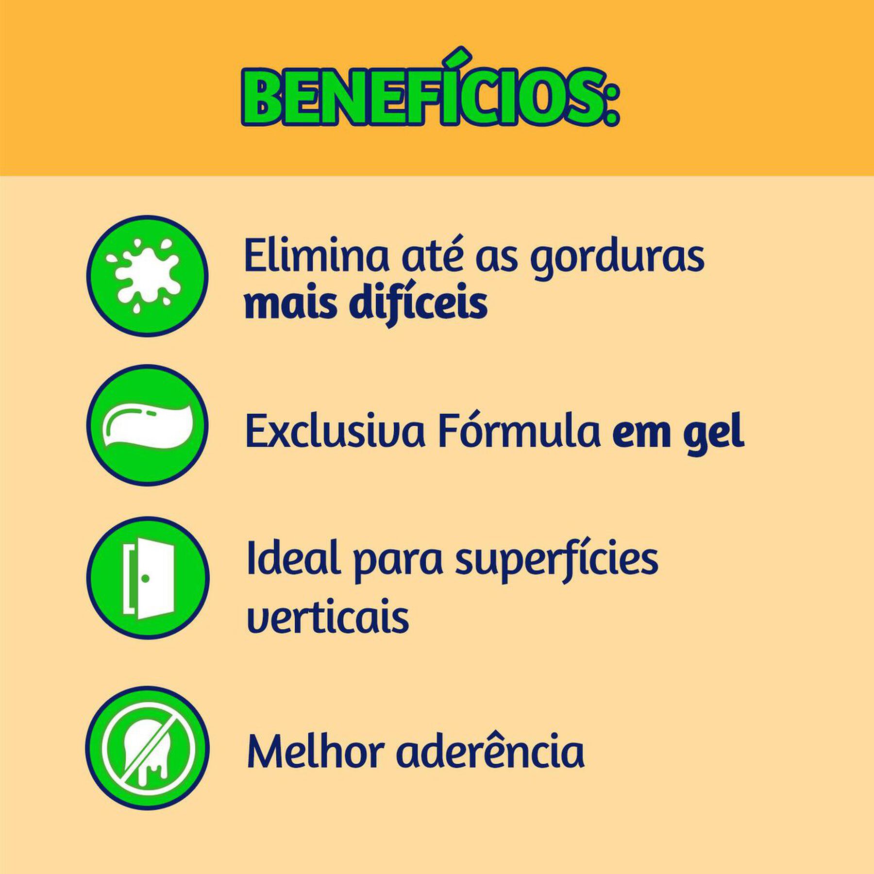 Limpador Desengordurante Limão Veja Power Gel Squeeze 500ml