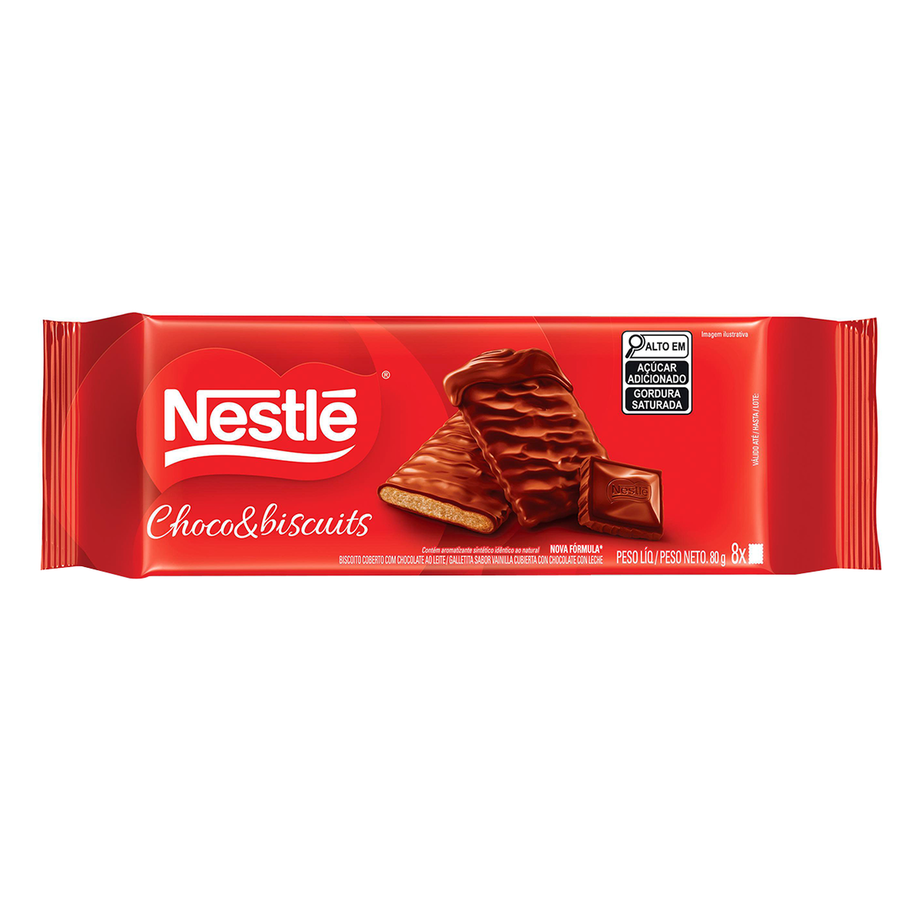 Biscoito Cobertura Chocolate ao Leite Nestlé Chocobiscuits Pacote 80g