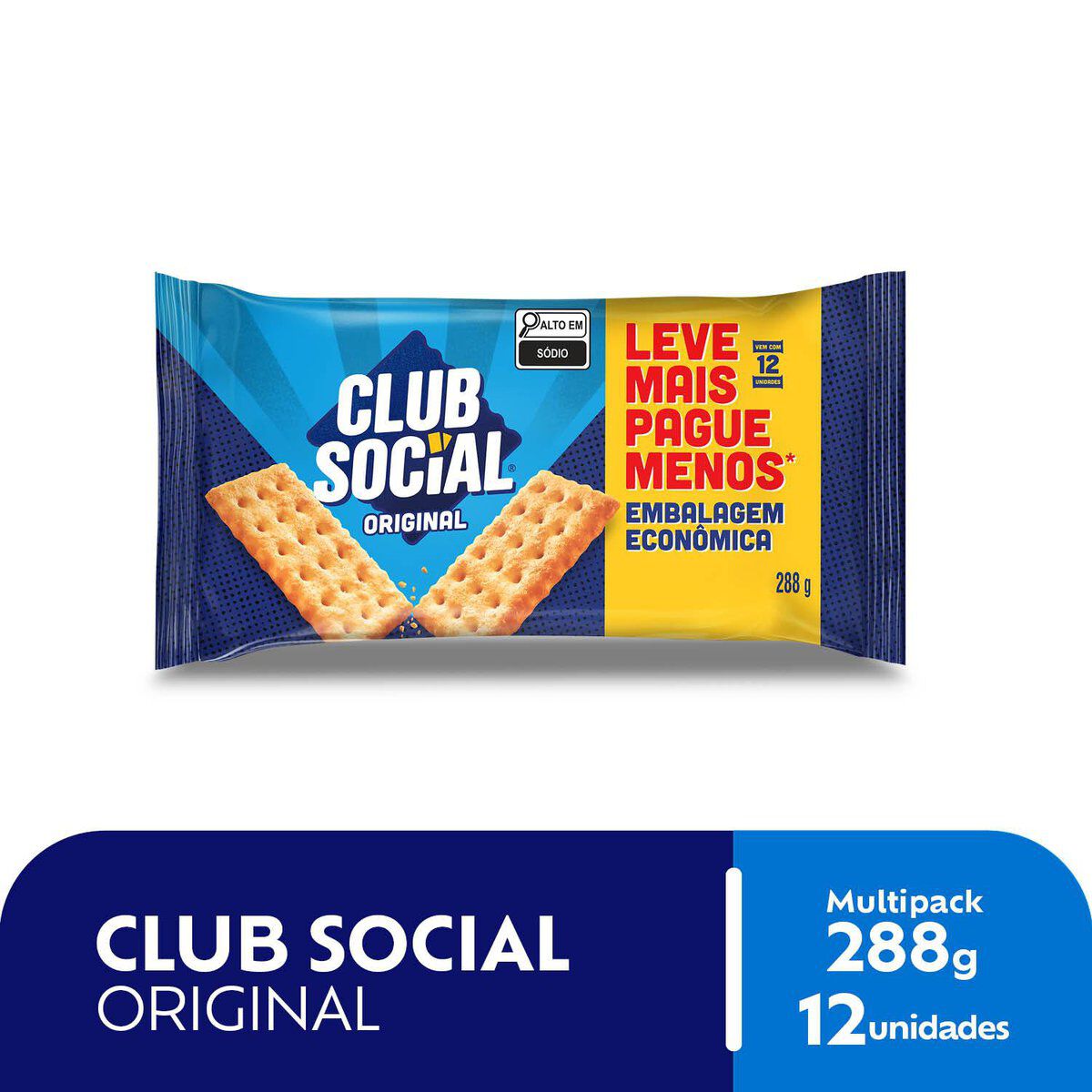 Pack Biscoito Original Club Social Pacote 288g 6 Unidades Embalagem Econ&ocirc;mica Leve Mais Pague Menos