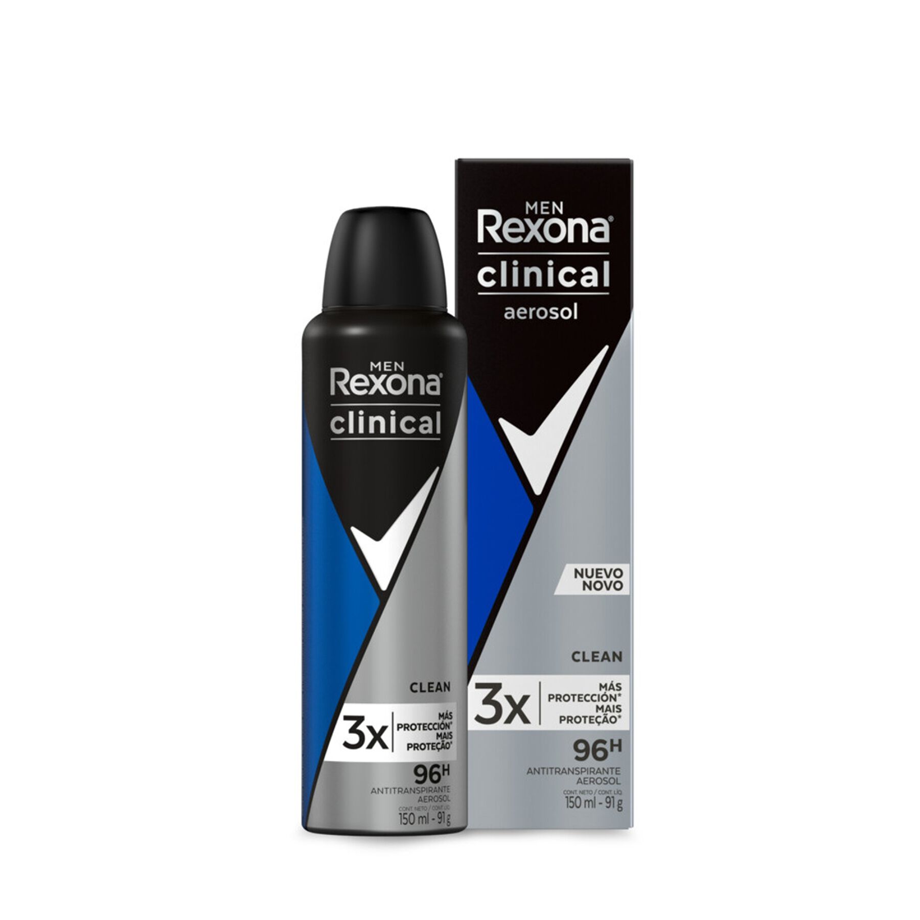 Antitranspirante Aerossol Clean Rexona Clinical Men 150ml