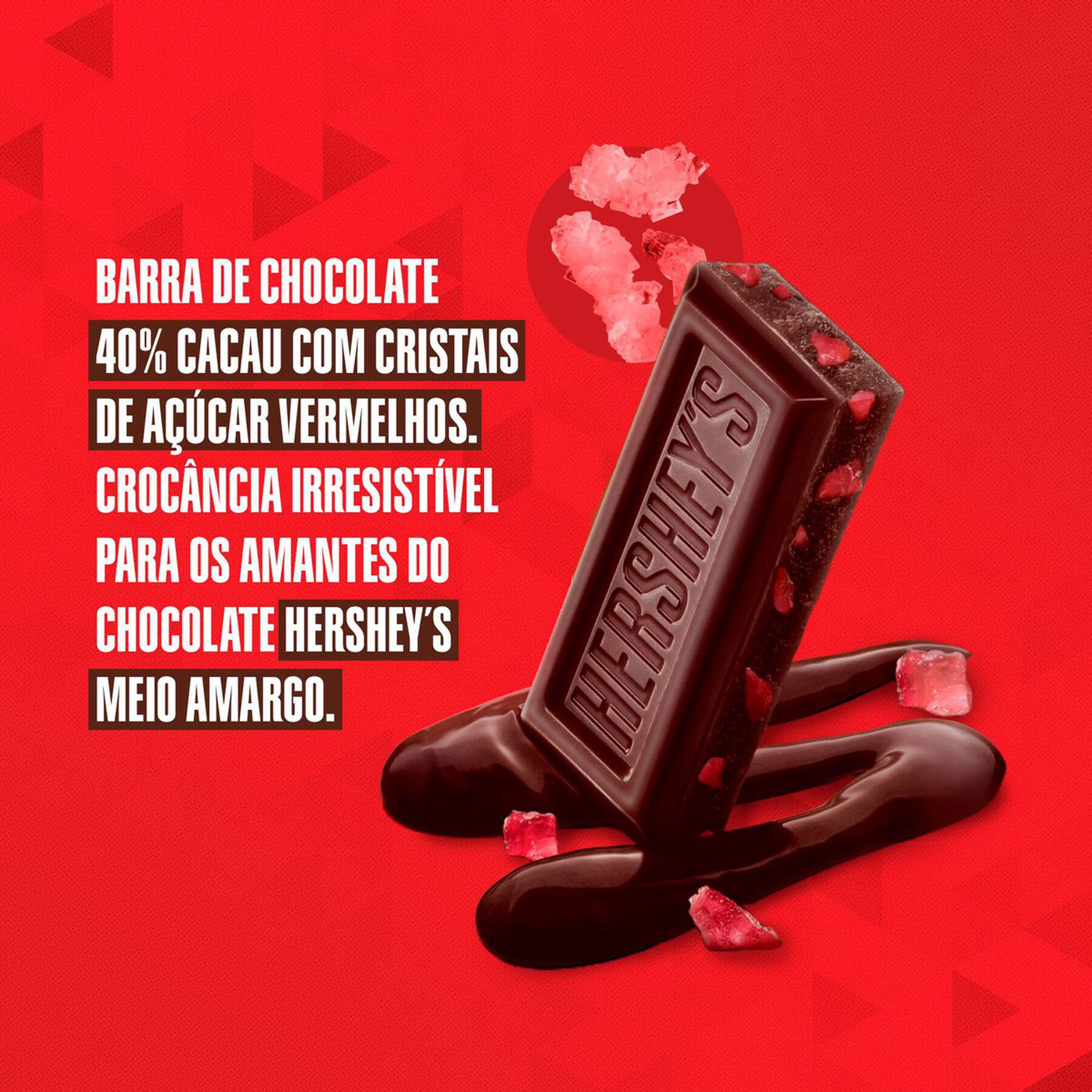 Barra de Chocolate Meio Amargo 40% Cacau Cristal Hershey's Pacote 77g