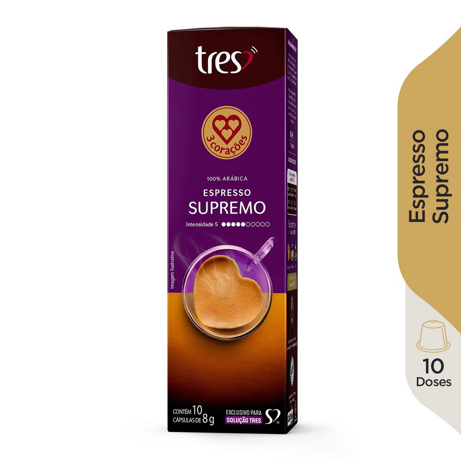 Café em Cápsula Torrado e Moído Espresso Supremo Tres Caixa 80g 10 Unidades