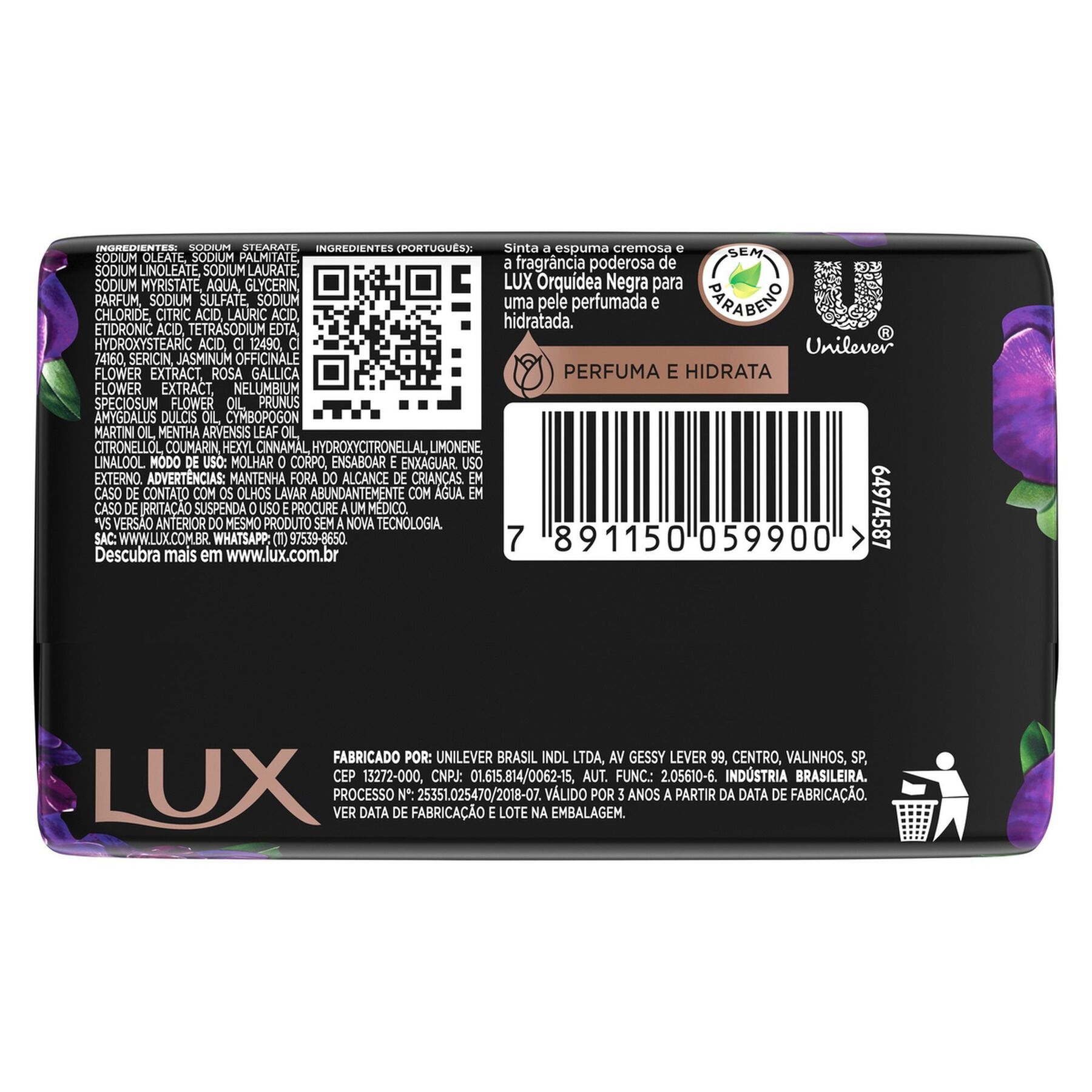 Sabonete em Barra Glicerinado Orqu&iacute;dea Negra Lux Botanicals Cartucho 85g&nbsp;