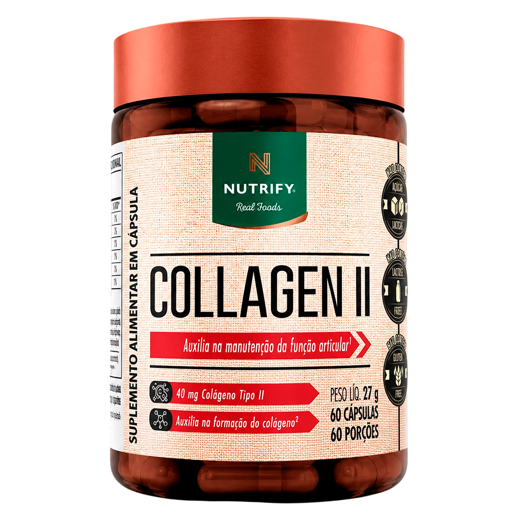 Col&aacute;geno II em C&aacute;psula Nutrify Pote 27g C/60 Unidades