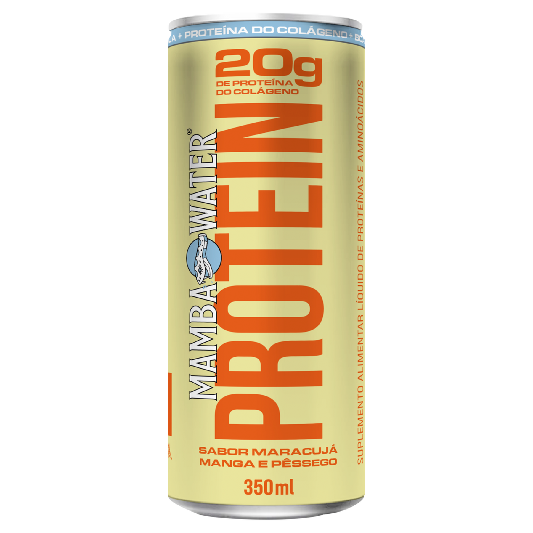 Suplemento L&iacute;quido Maracuj&aacute;, Manga e P&ecirc;ssego Mamba Water Protein Lata 350ml