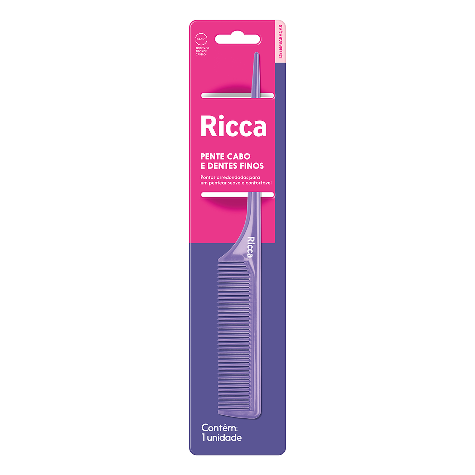 Pente para Cabelo Basic Cabo Fino Mechas Ricca Ref. 986 - Sortida