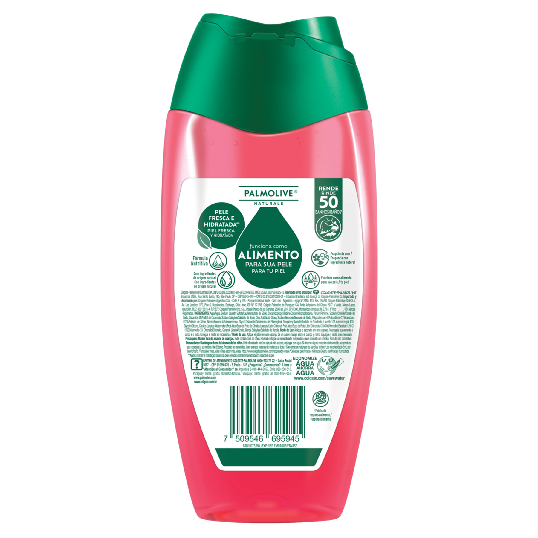 Sabonete L&iacute;quido Hidrata&ccedil;&atilde;o Refrescante Melancia e Lichia Palmolive Naturals Frasco 250ml