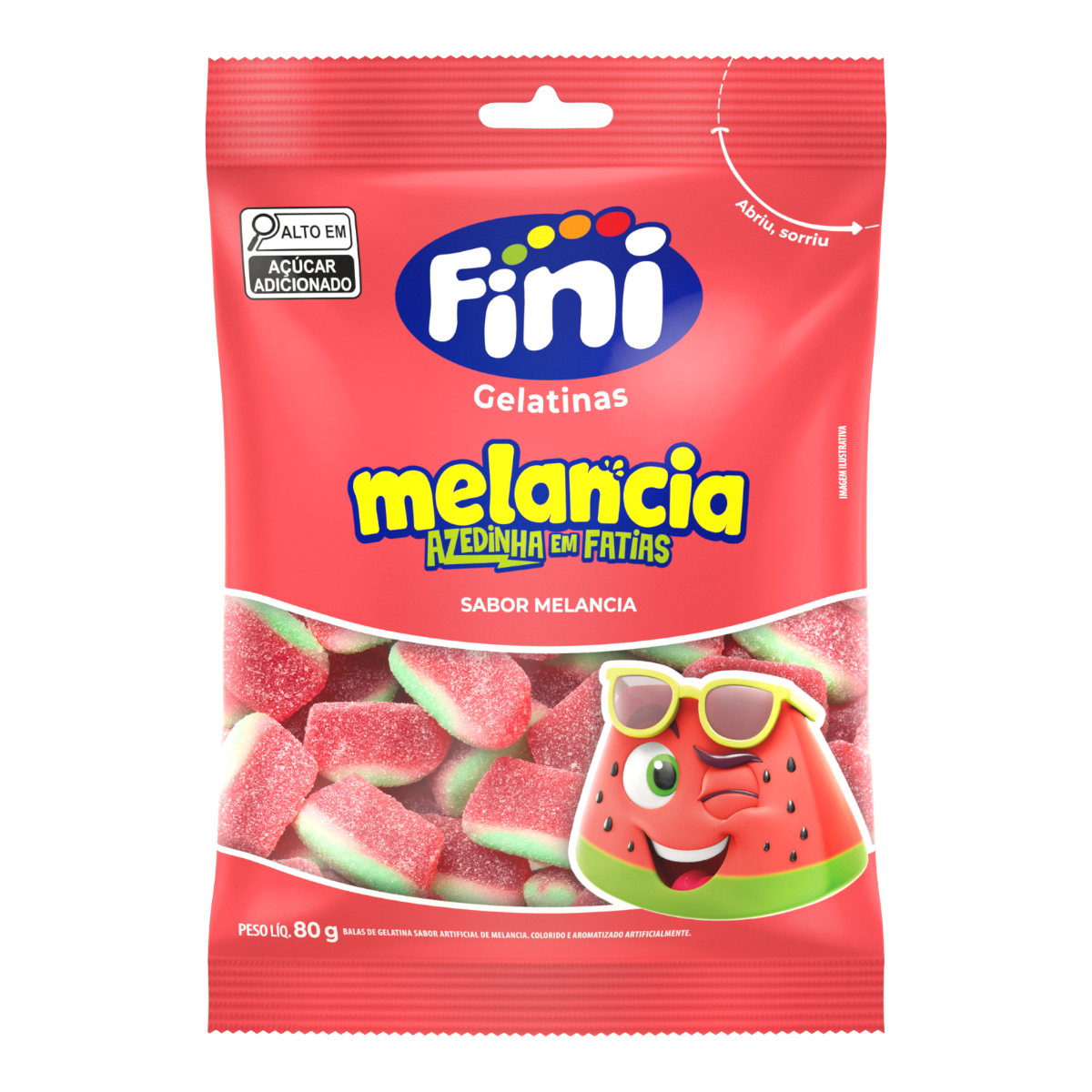 Bala de Gelatina Azedinha Melancia Fini Pacote 80g