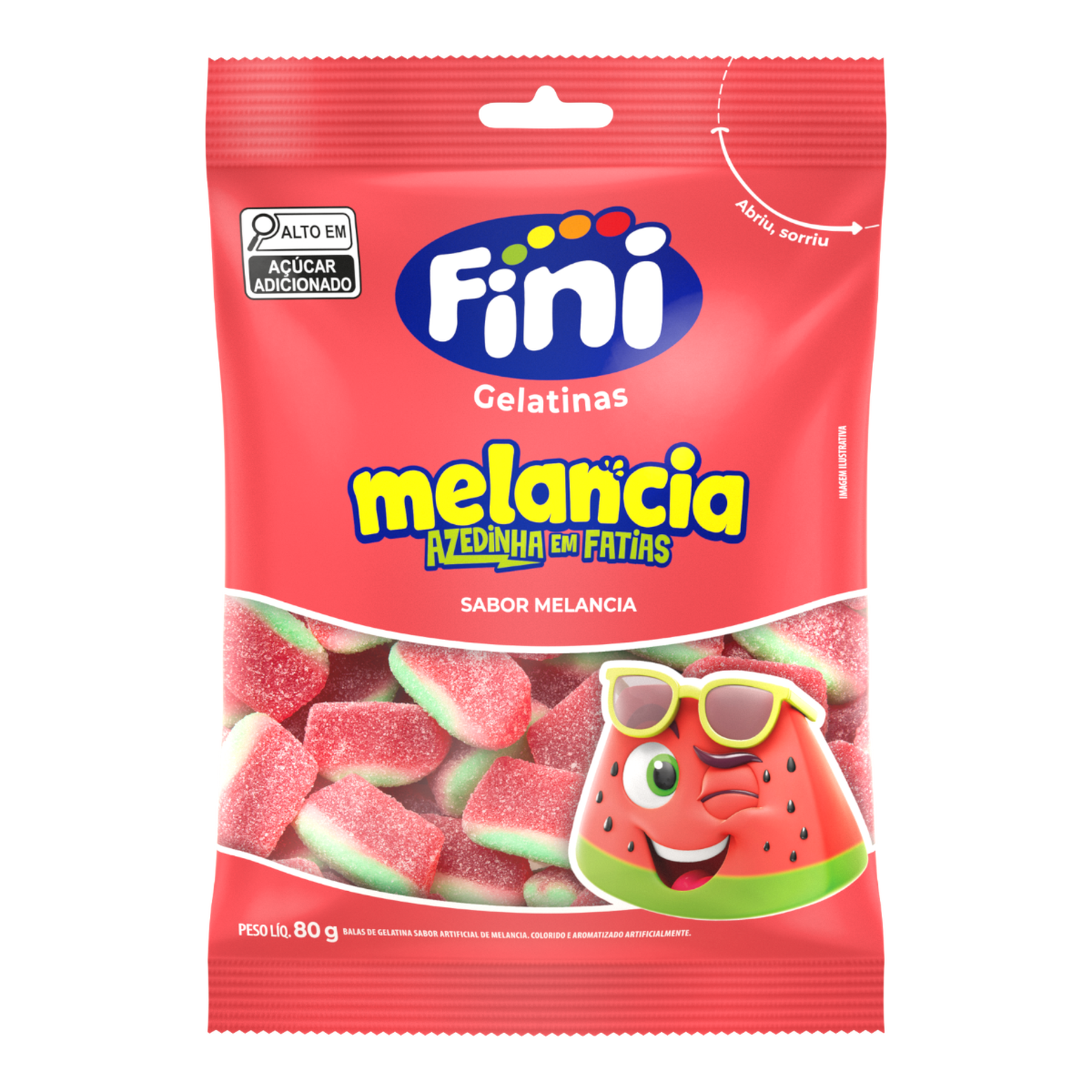 Bala de Gelatina Azedinha Melancia Fini Pacote 80g