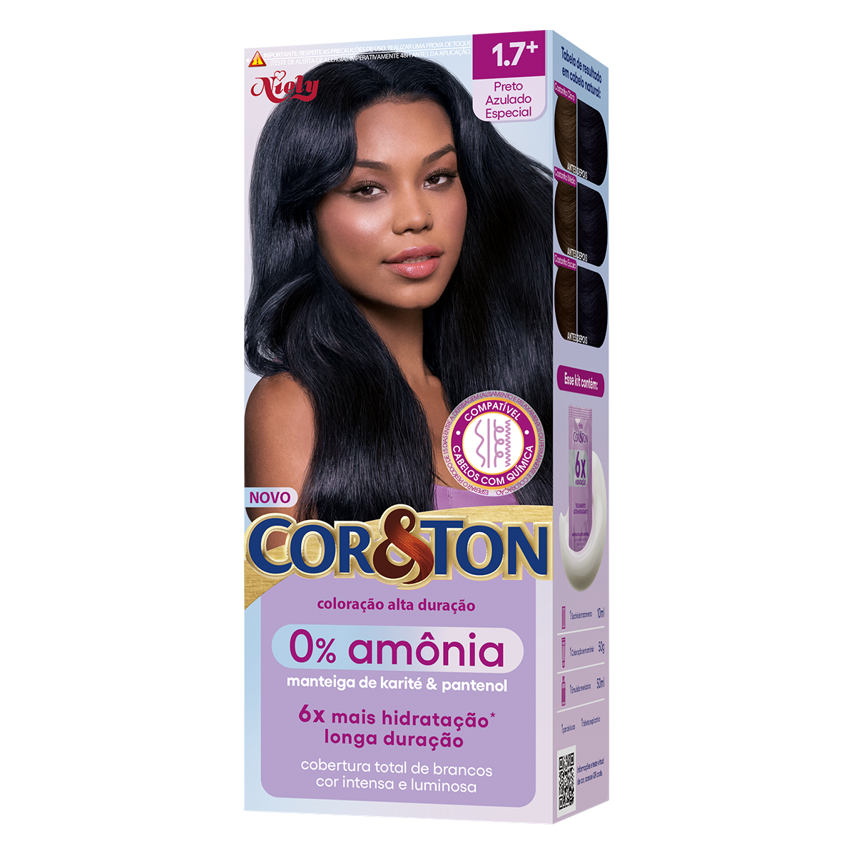 Tintura para Cabelo 0% Am&ocirc;nia Preto Azulado Especial 1.7+ CoreTon