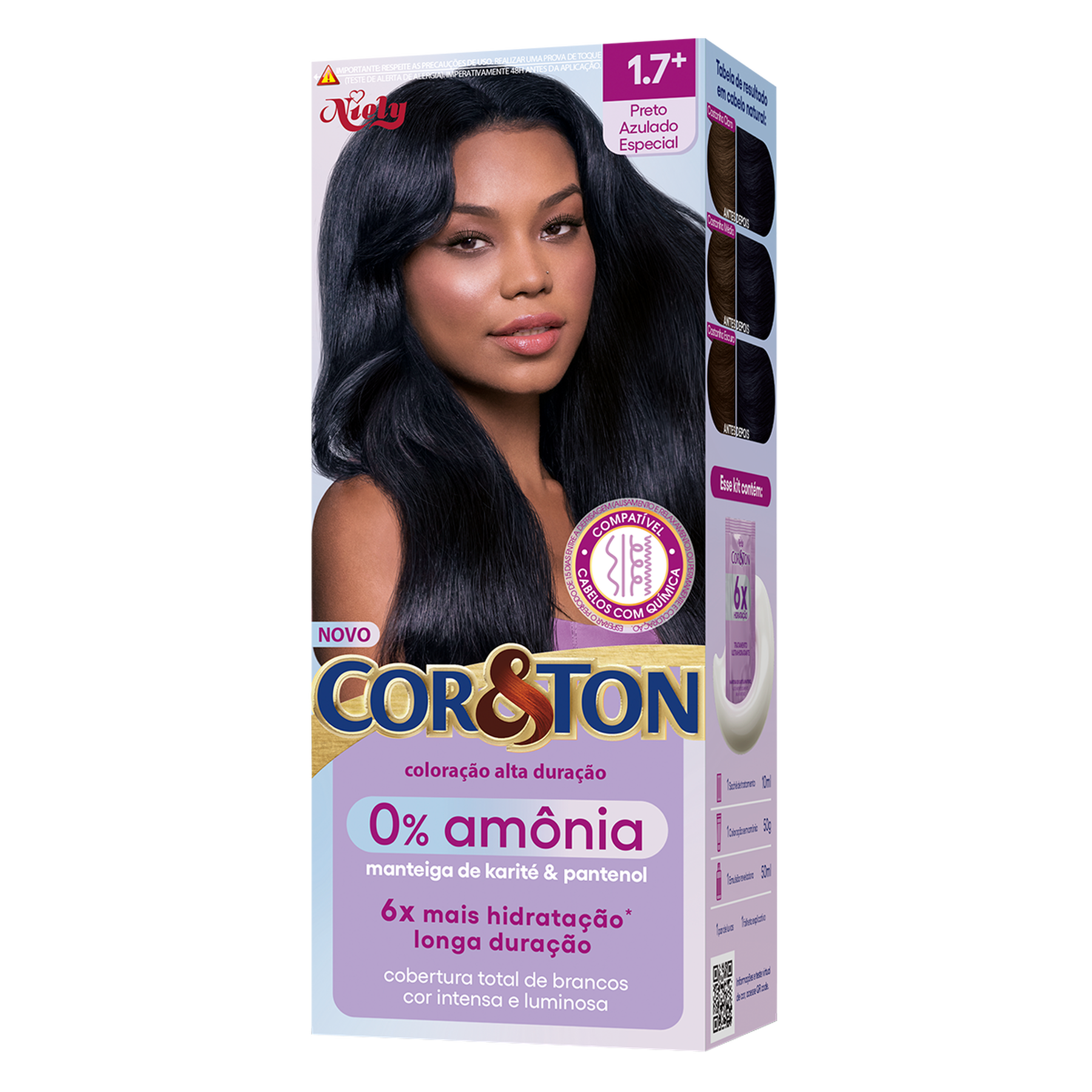 Tintura para Cabelo 0% Amônia Preto Azulado Especial 1.7+ CoreTon