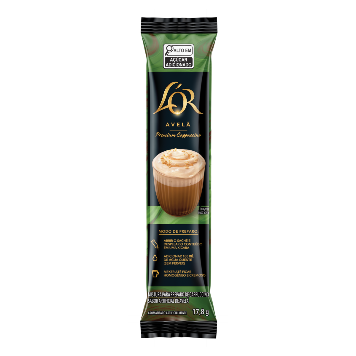 Cappuccino Sol&uacute;vel Avel&atilde; L'or Premium Pacote 17,8g