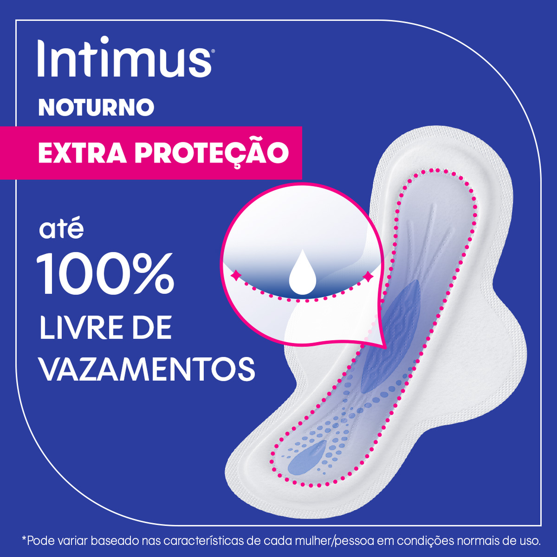 Absorvente com Abas Seca Noturno Intimus Pacote 30 Unidades Leve Mais Pague Menos