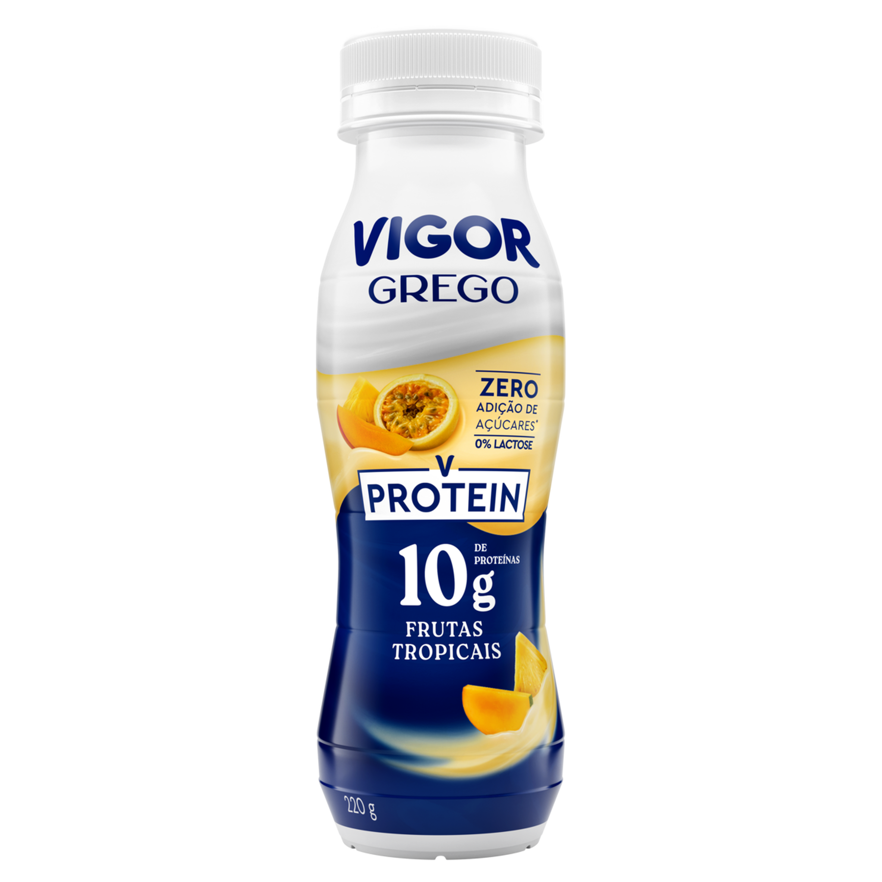 Iogurte Parcialmente Desnatado Grego Frutas Tropicais Zero Vigor Protein Frasco 220g