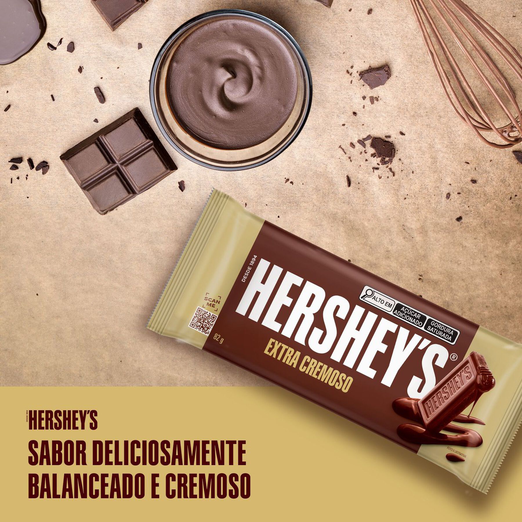 Barra de Chocolate ao Leite Extra Cremoso Hershey's Pacote 82g