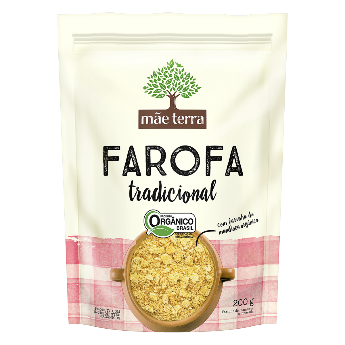 Farofa de Mandioca Org&acirc;nica Tradicional M&atilde;e Terra Pouch 200g