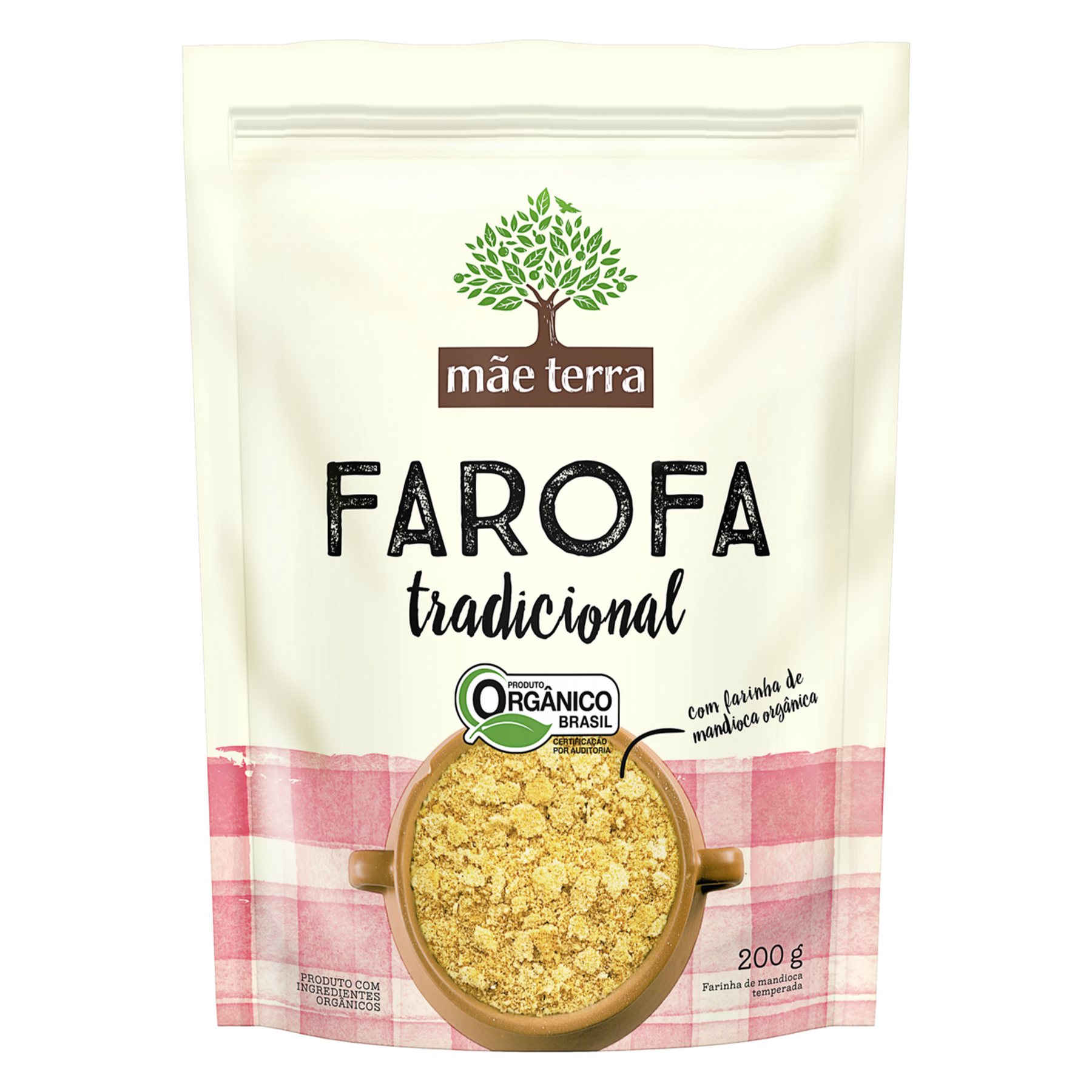 Farofa de Mandioca Orgânica Tradicional Mãe Terra Pouch 200g