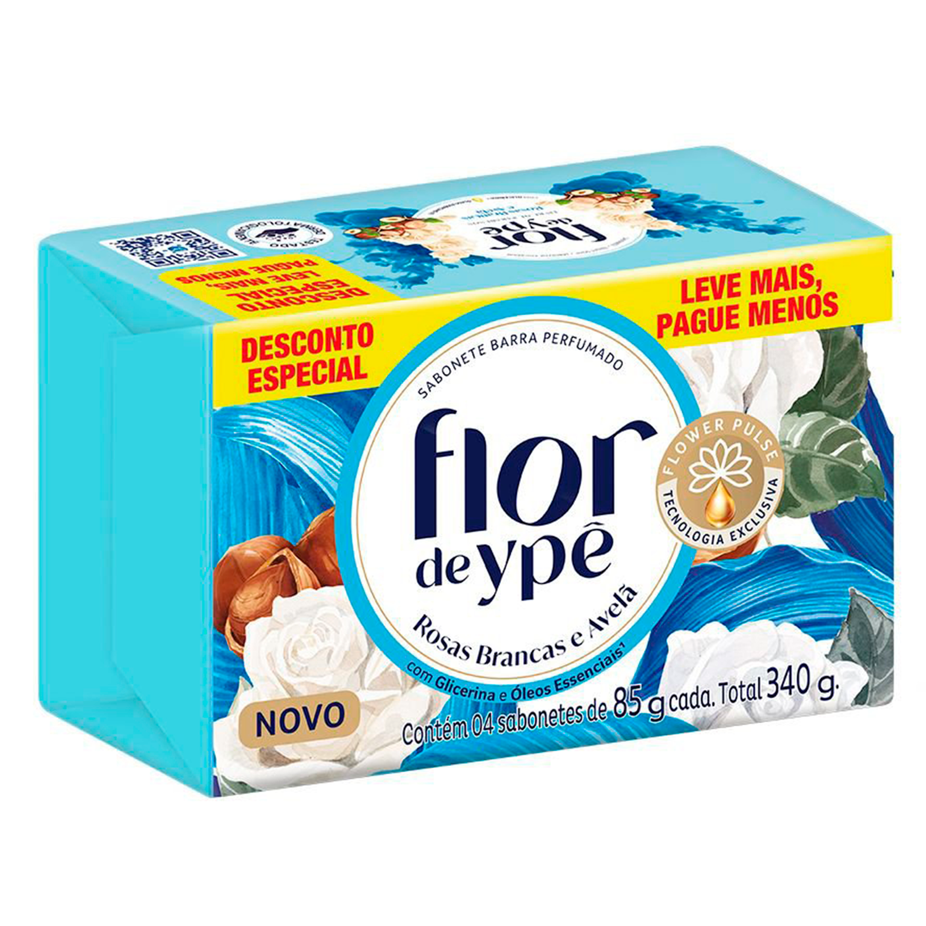Sabonete em Barra Rosas Brancas e Avel&atilde; Flor de Yp&ecirc; Envolt&oacute;rio 340g C/4 Unidades - Embalagem Leve Mais Pague Menos