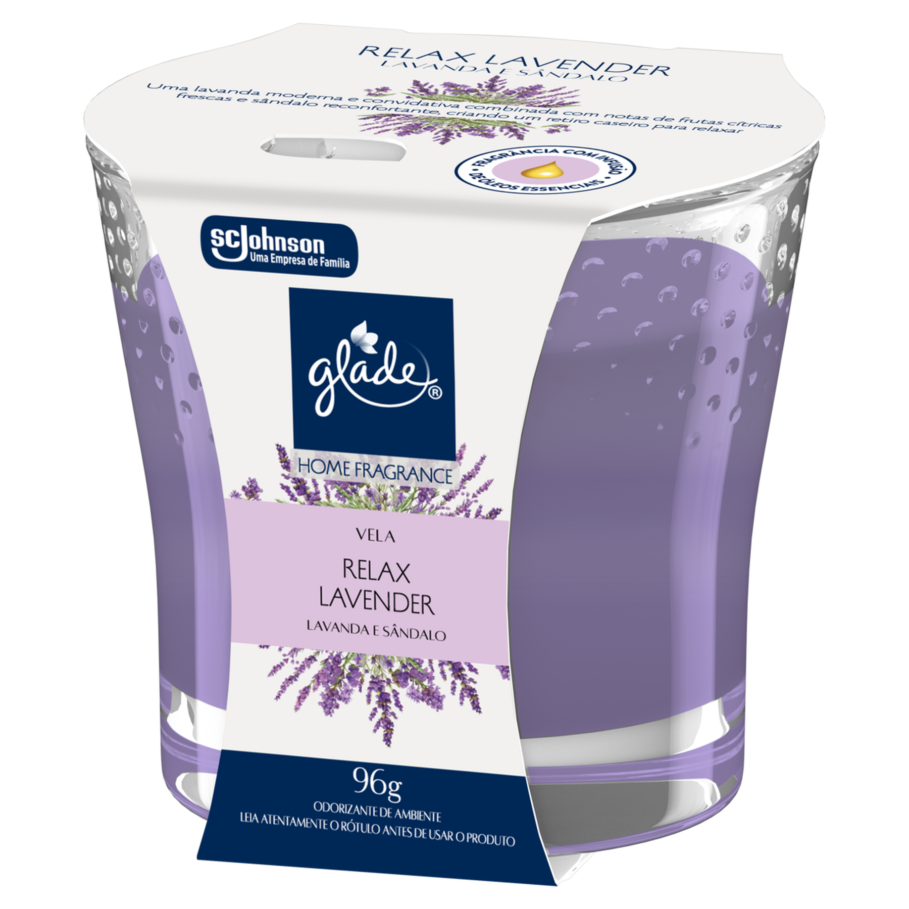 Vela Perfumada Relax Lavender Glade Home Fragrance Vidro 96g