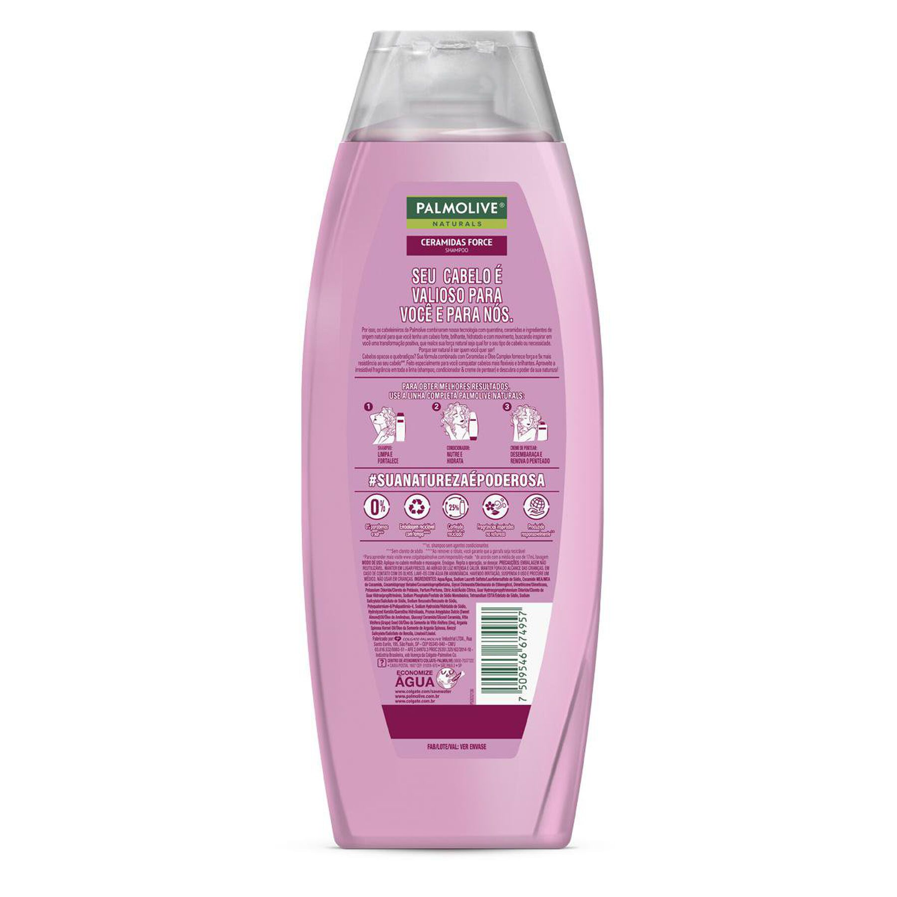 Shampoo Ceramidas Force Palmolive Naturals Frasco 650ml - Embalagem Tamanho Família