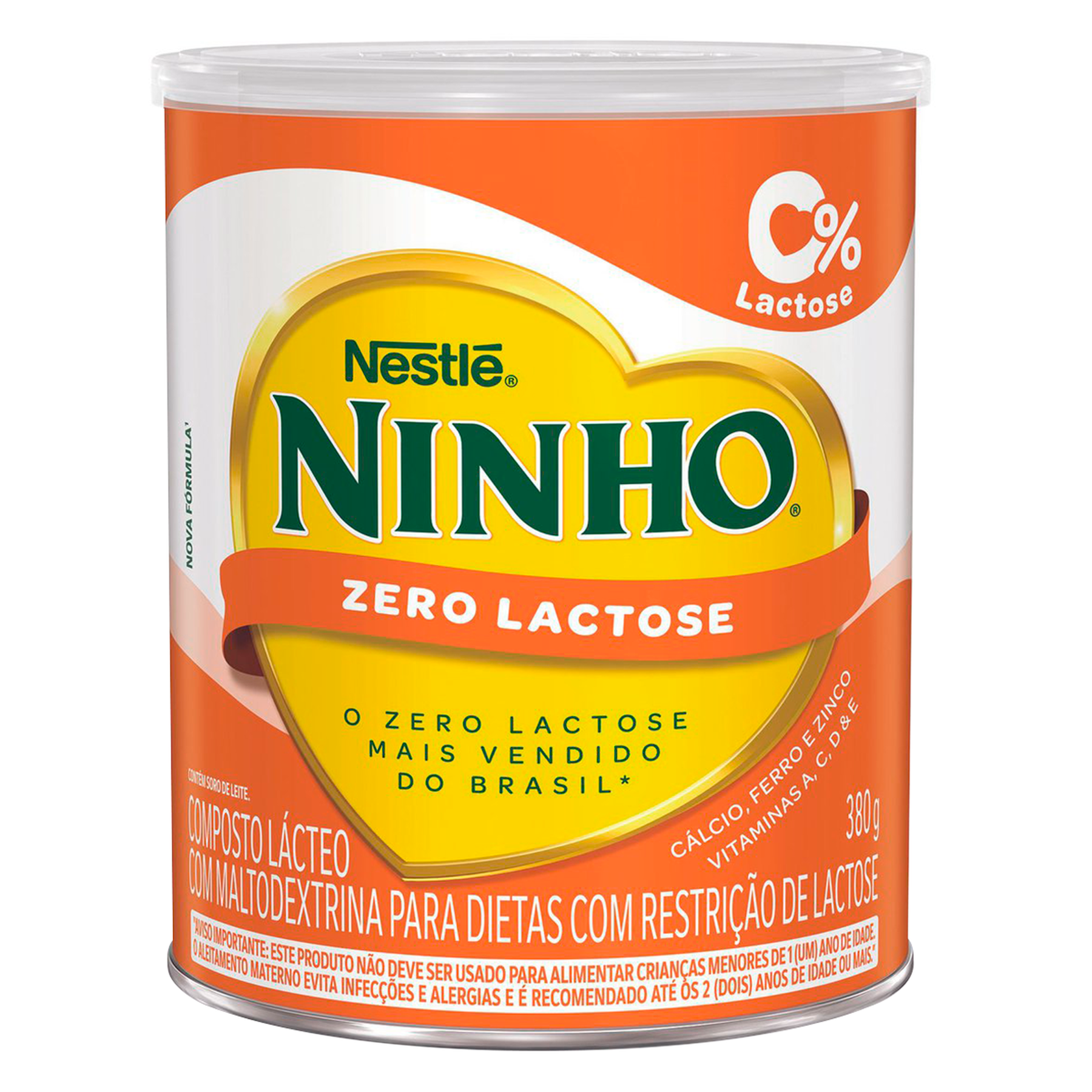 Composto L&aacute;cteo Zero Lactose Ninho Lata 380g