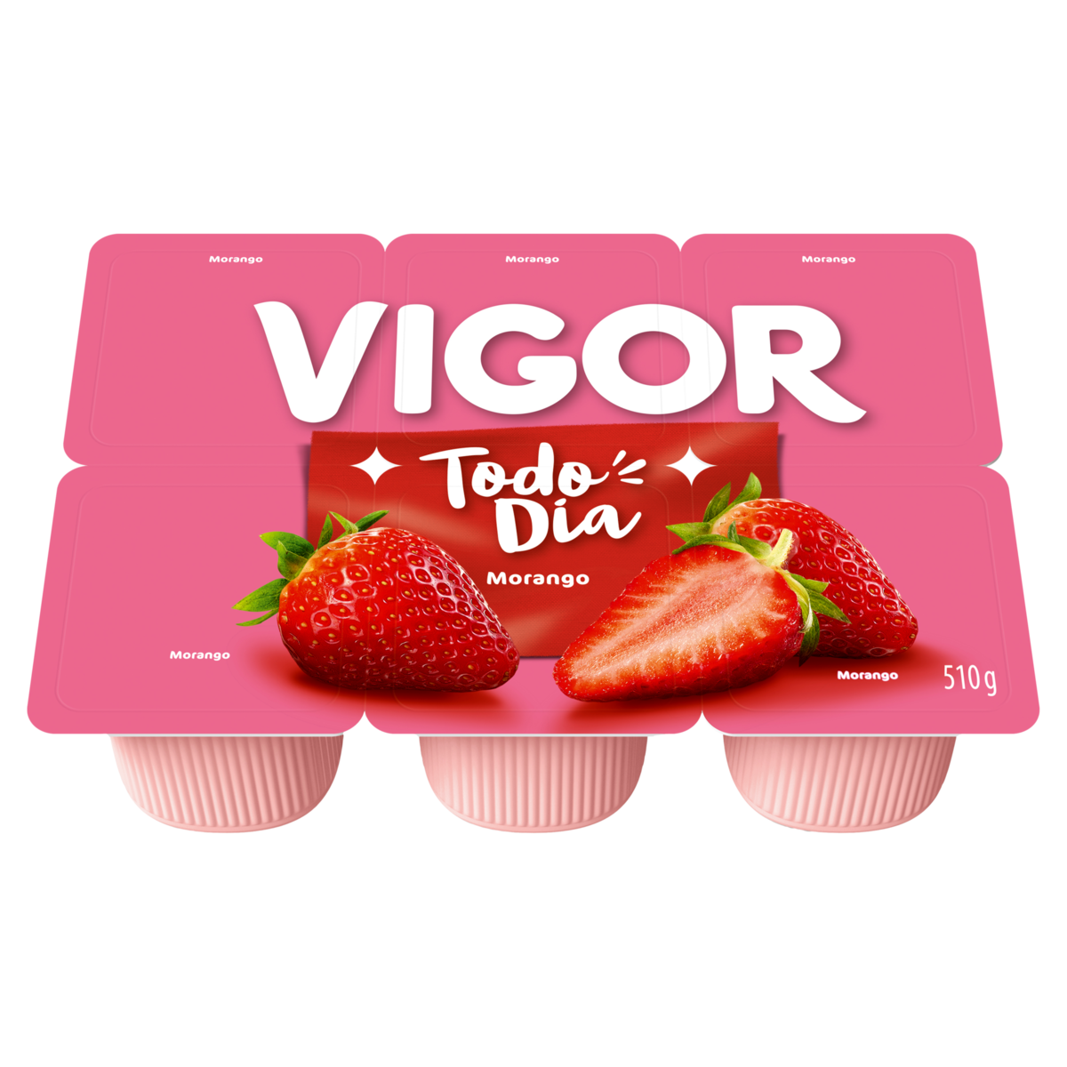 Bebida L&aacute;ctea Fermentada Morango Vigor Todo Dia Bandeja 510g C/6 Unidades