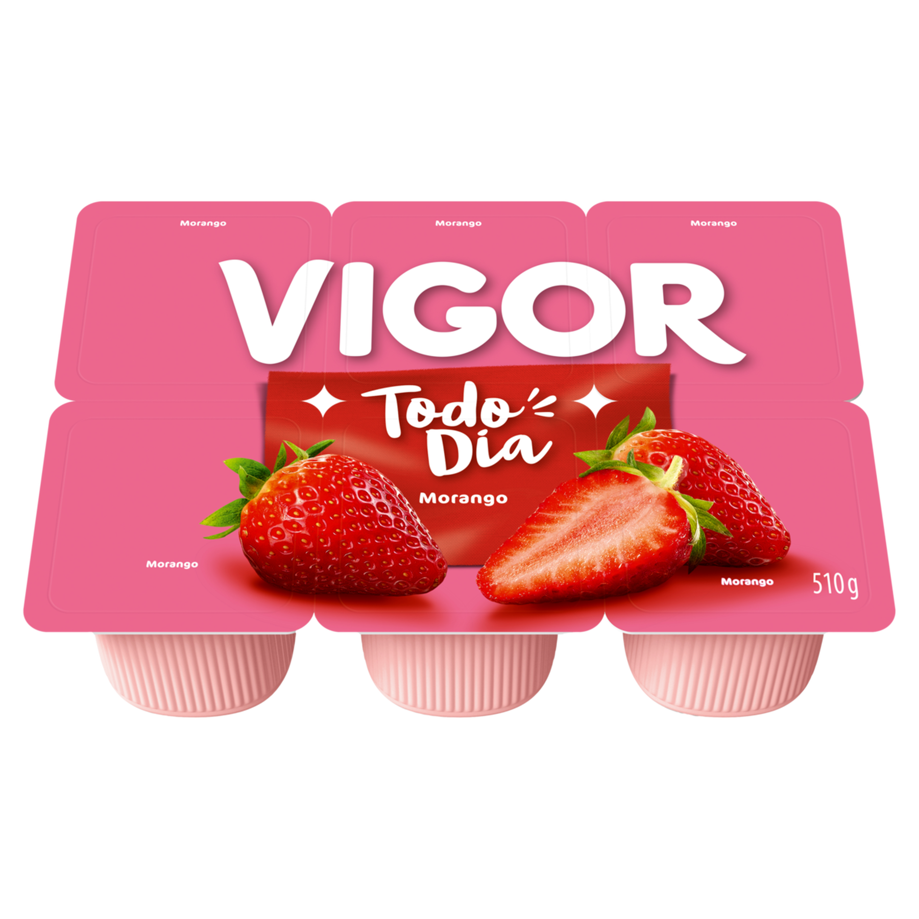 Bebida Láctea Fermentada Morango Vigor Todo Dia Bandeja 510g C/6 Unidades