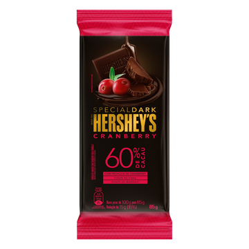 Chocolate Amargo 60% Cacau Cranberry Hersheys Special Dark Pacote 85g