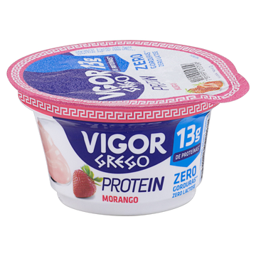 Iogurte Desnatado Grego Morango Zero Lactose Vigor Protein Pote 130g