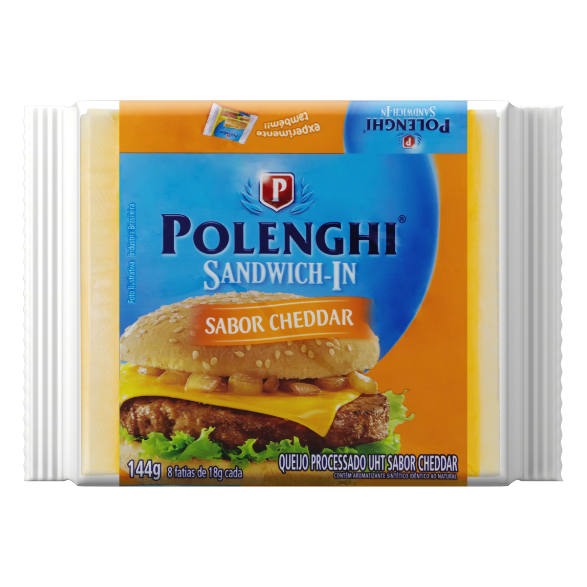 Queijo Processado UHT Cheddar Polenghi Sandwich-In 144g 8 Unidades
