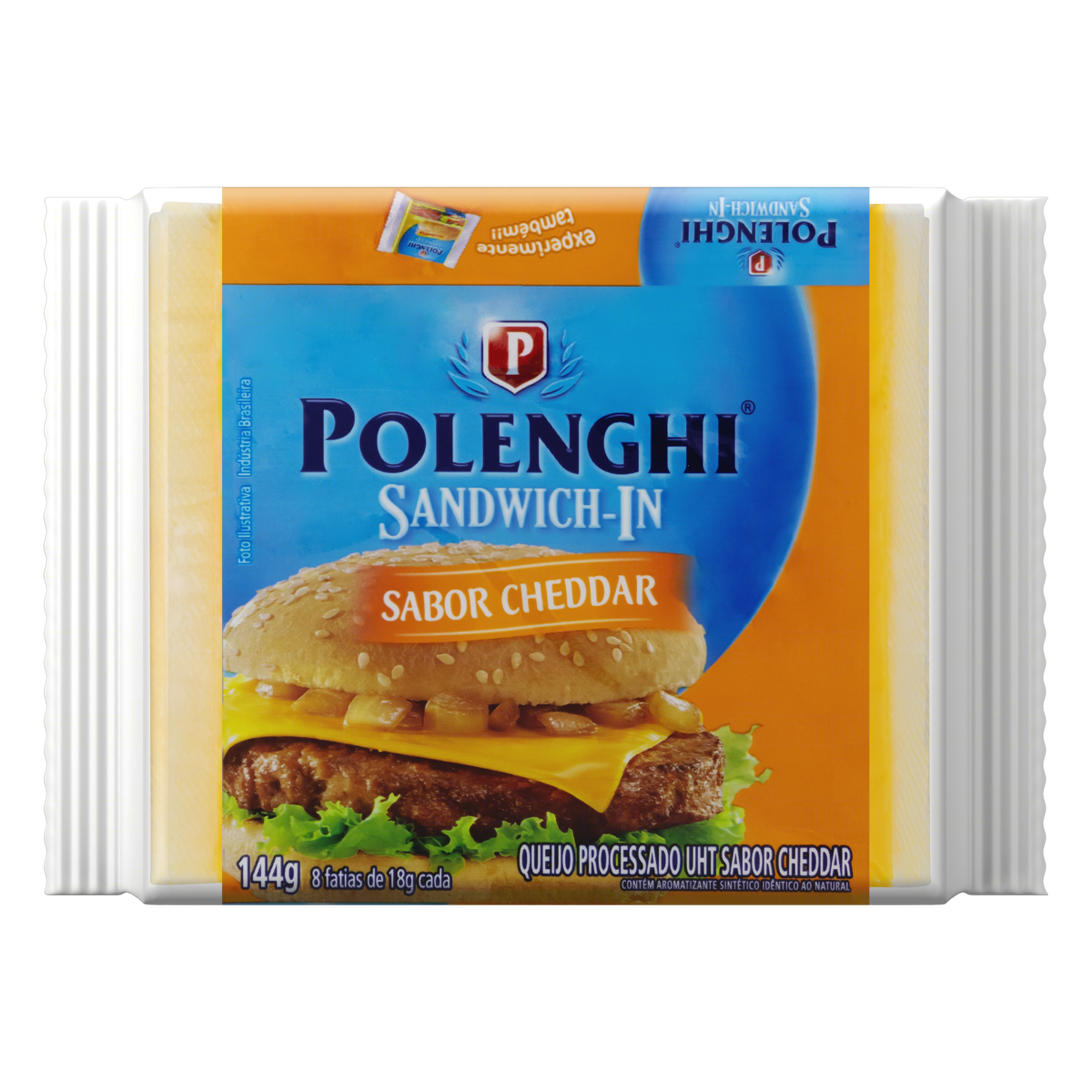 Queijo Processado UHT Cheddar Polenghi Sandwich-In 144g 8 Unidades