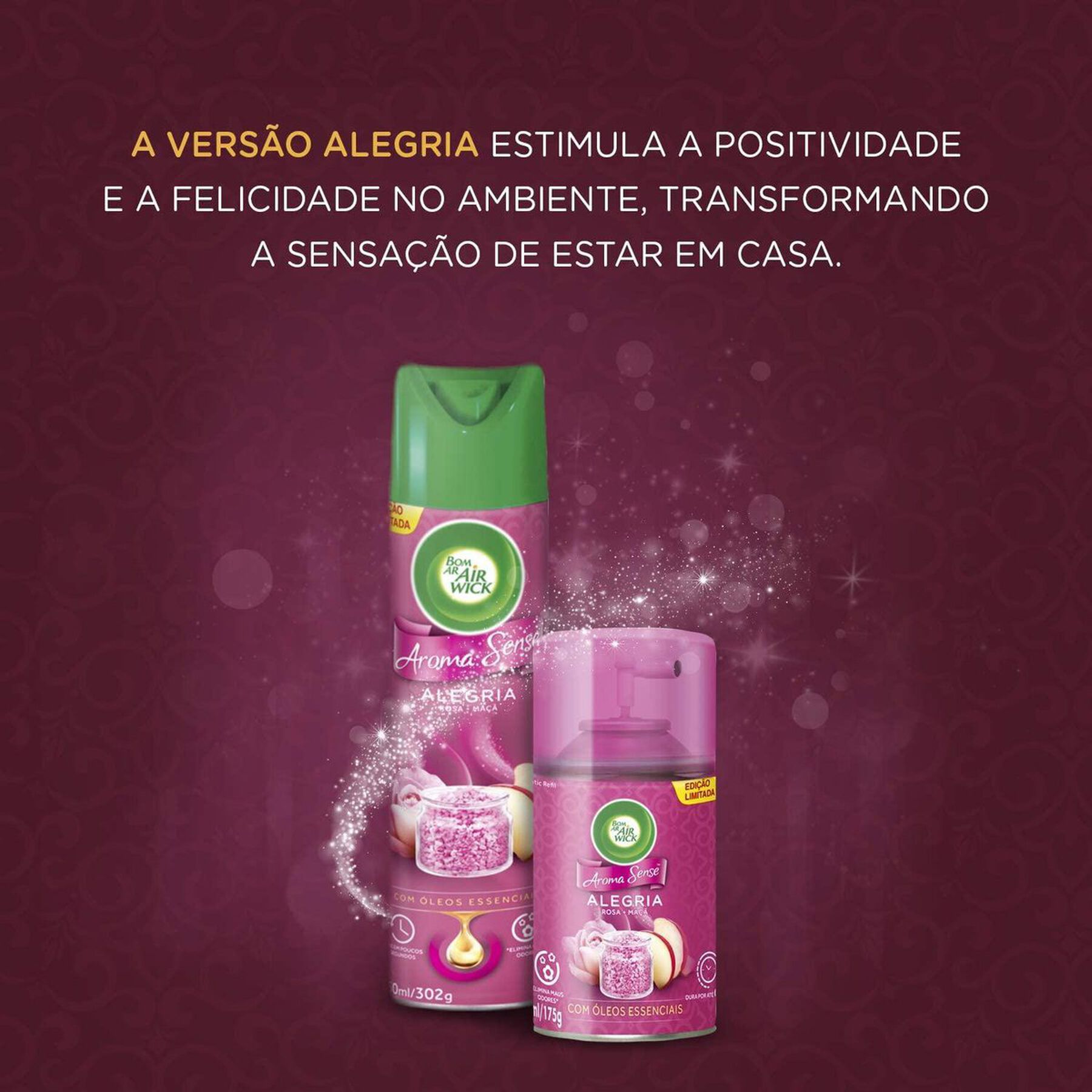Neutralizador de Odores Alegria Air Wick Bom Ar Aroma Sense Frasco 360ml