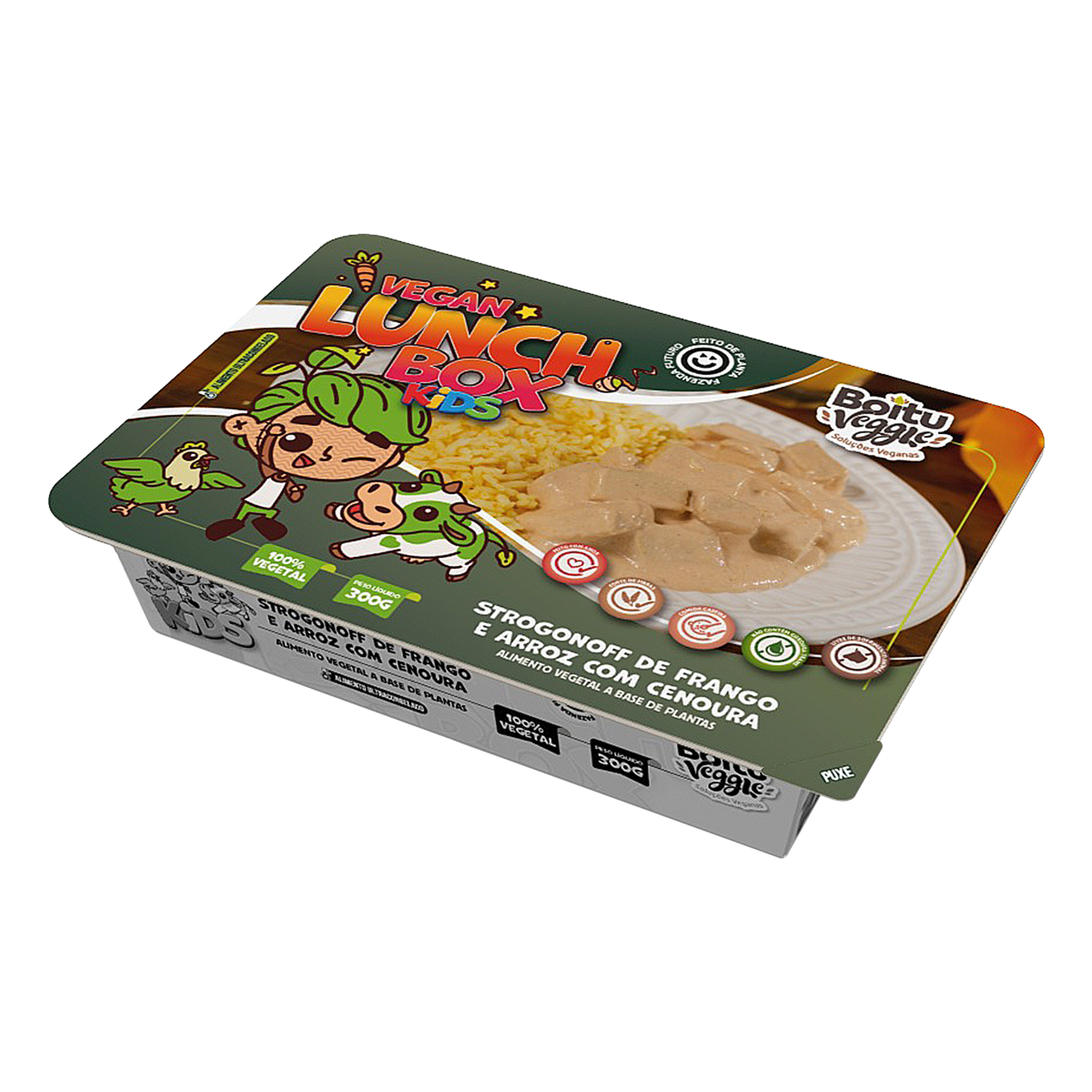 Strogonoff de Frango e Arroz com Cenoura Vegan Lunch Box Kids Boitu Veggie Caixa 300g