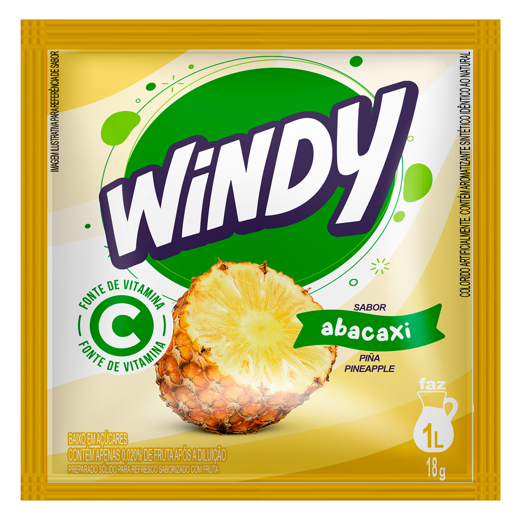 Refresco em P&oacute; Abacaxi Windy Pacote 18g