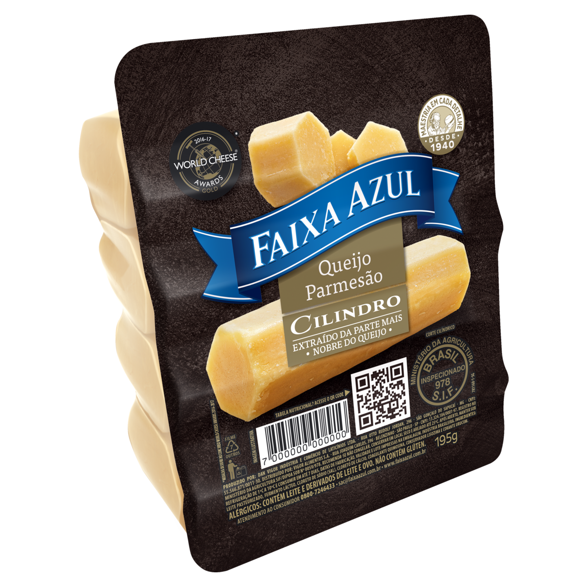 Queijo Parmes&atilde;o Cilindro Faixa Azul 195g