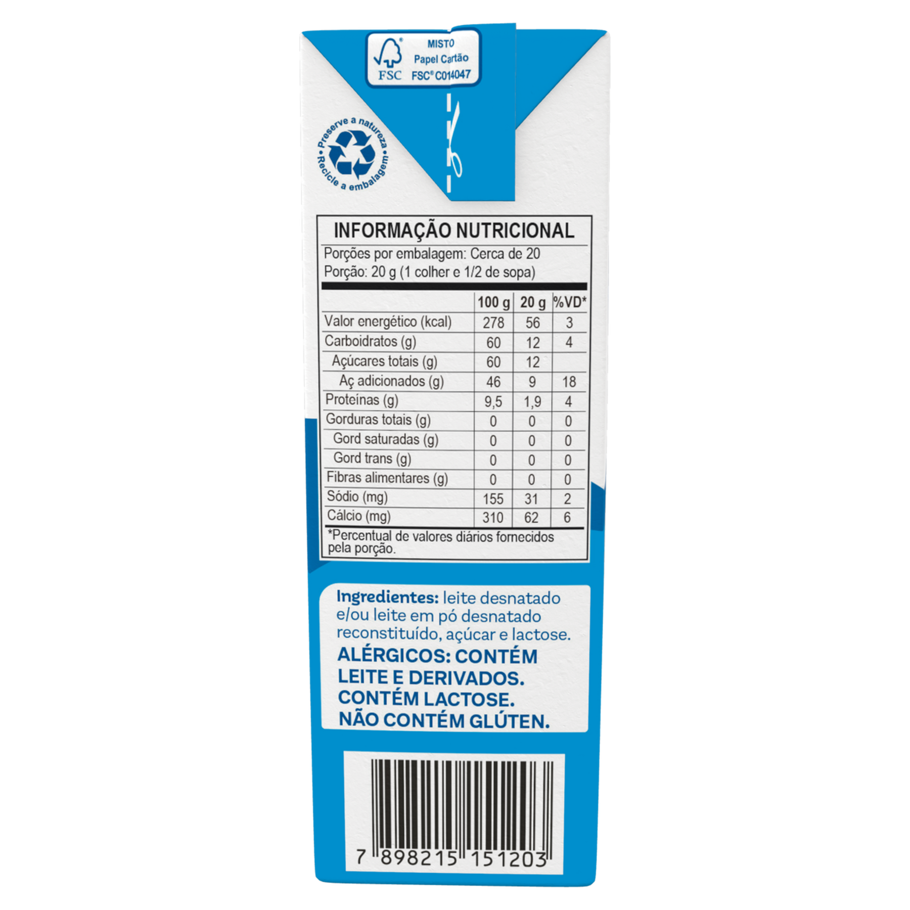 Leite Condensado Desnatado Piracanjuba Caixa 405g