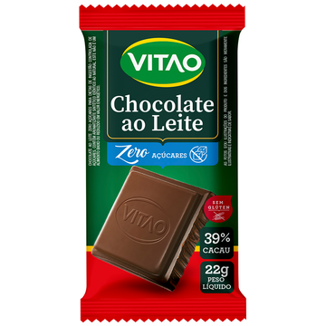 Chocolate ao Leite 39% Cacau Zero Açúcar Vitao Pacote 22g