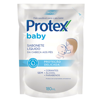 Sabonete Líquido da Cabeça aos Pés Protex Baby Proteção Delicada Sachê 180ml Refil