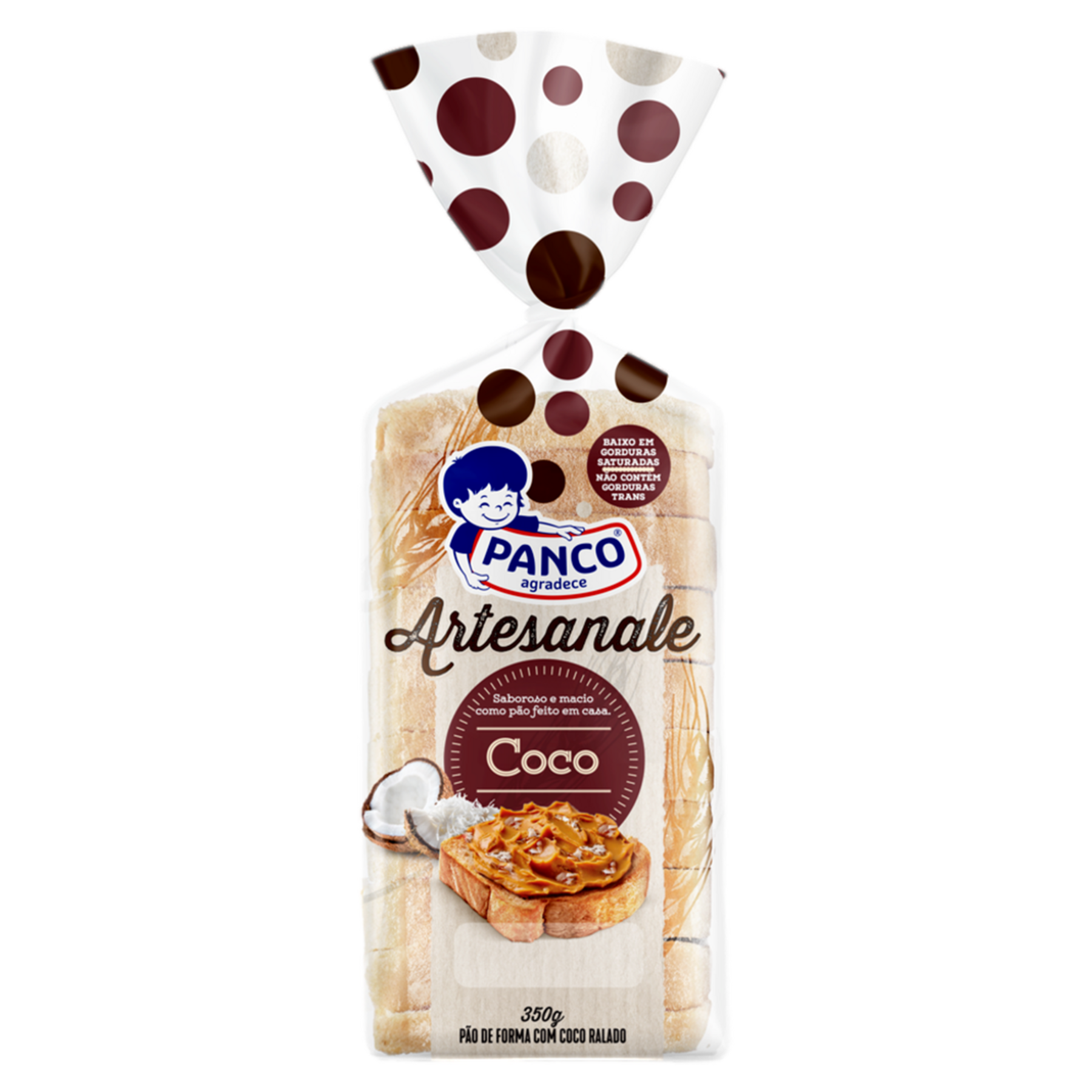 Pão de Forma Coco Artesanale Panco Pacote 350g