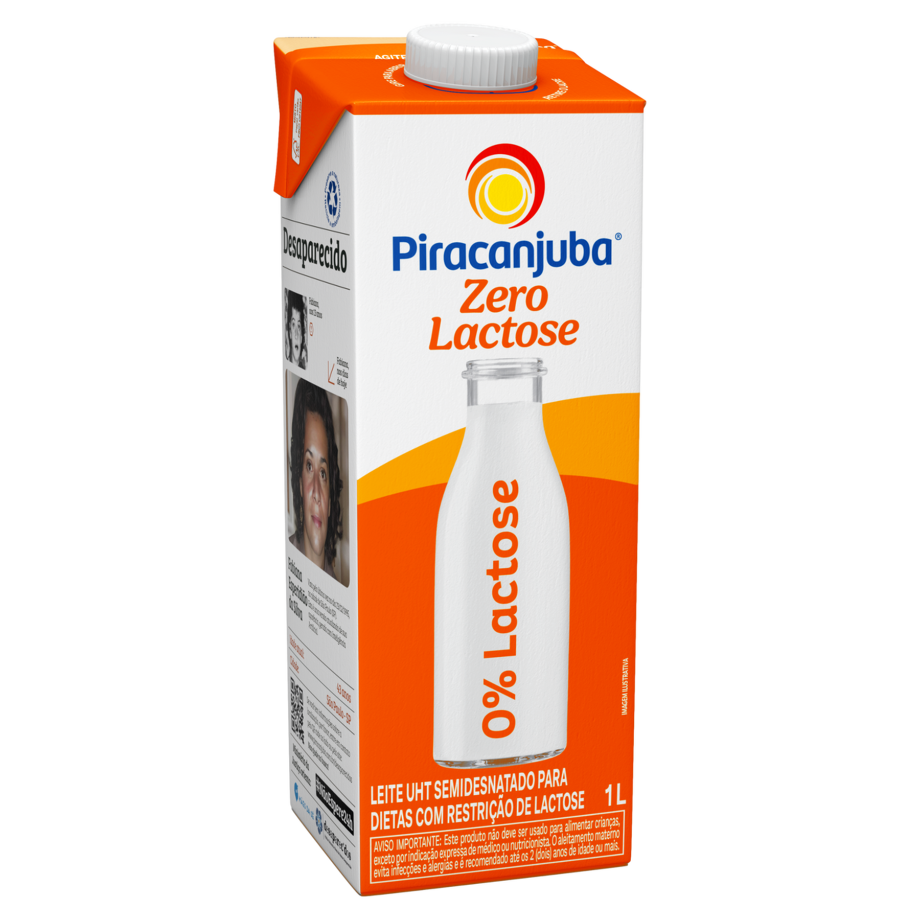 Leite UHT Semidesnatado Zero Lactose Piracanjuba Caixa com Tampa 1l