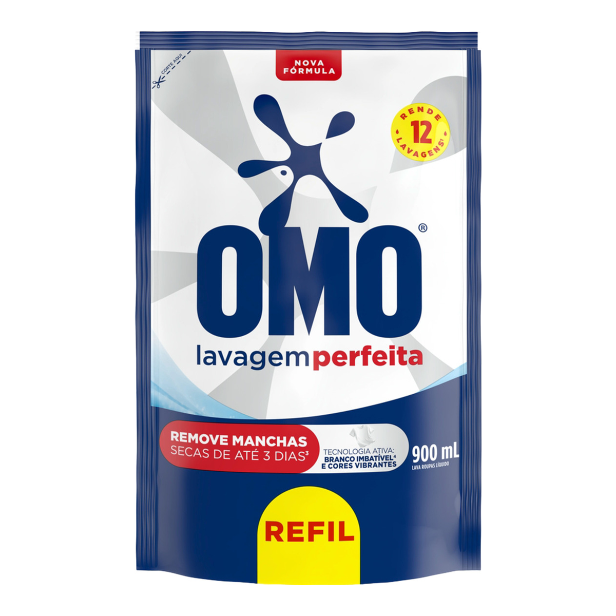 Sab&atilde;o L&iacute;quido Omo Lavagem Perfeita Sach&ecirc; 900ml Refil Econ&ocirc;mico