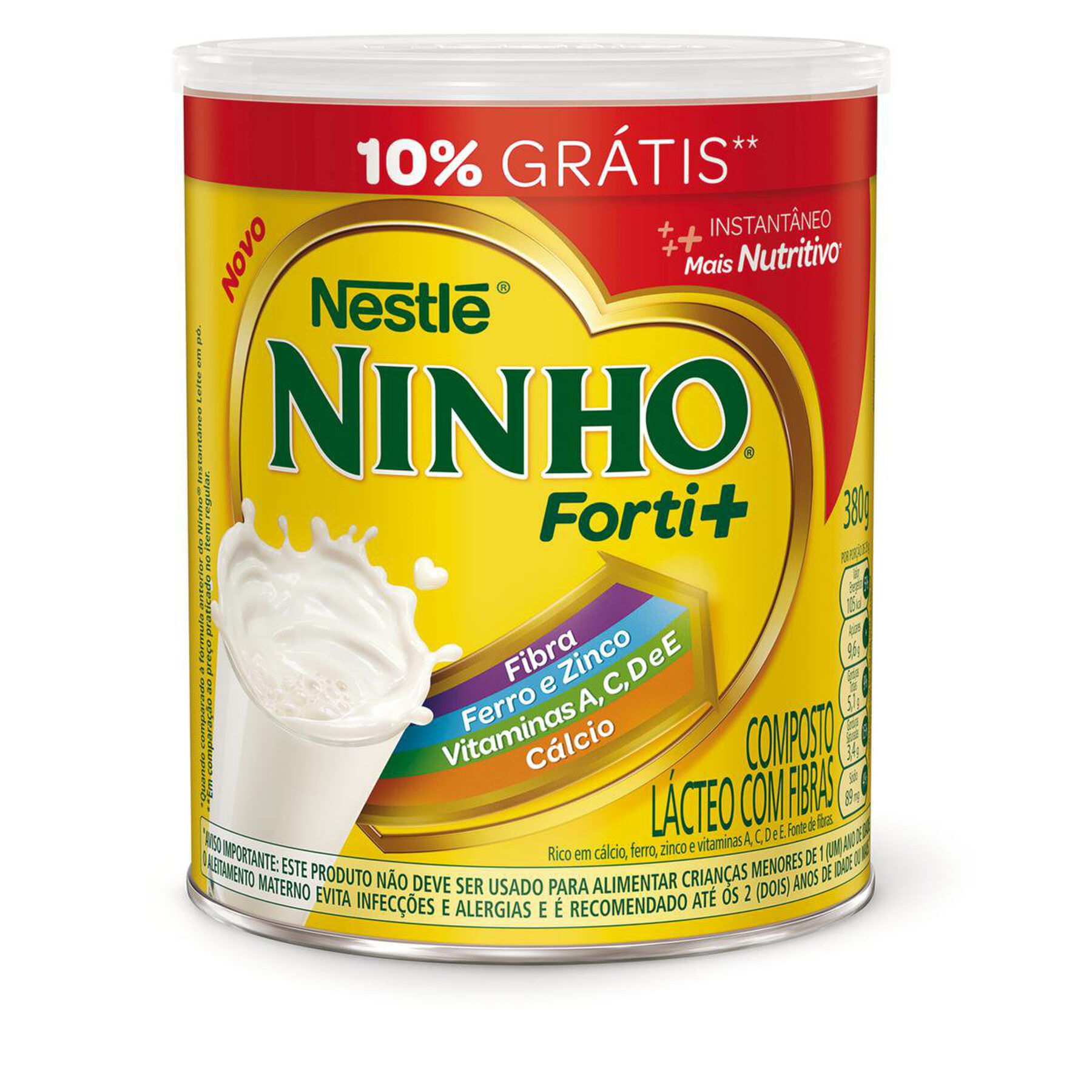 Composto Lácteo Ninho Forti+ Nestlé Lata 380g - Embalagem 10% Grátis