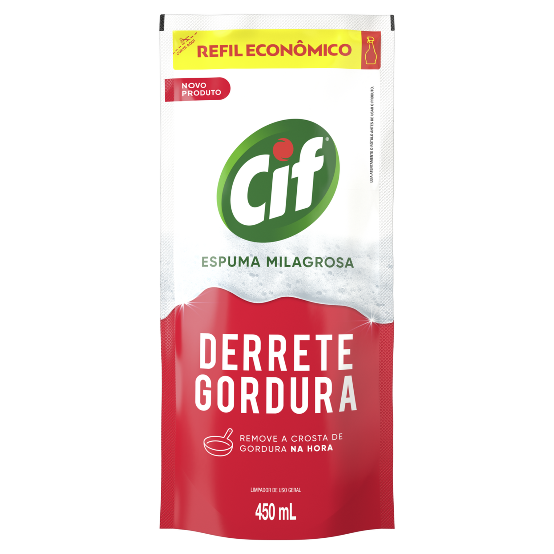 Limpador Derrete Gordura Espuma Milagrosa Cif Sach&ecirc; 450ml - Refil Econ&ocirc;mico