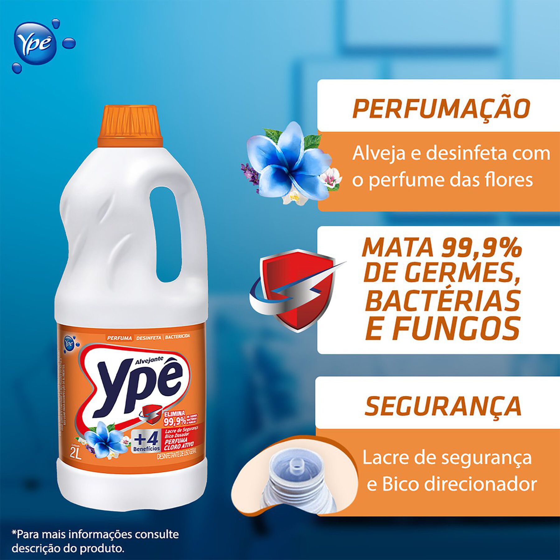 Alvejante Cloro Ativo Yp&ecirc; 2l