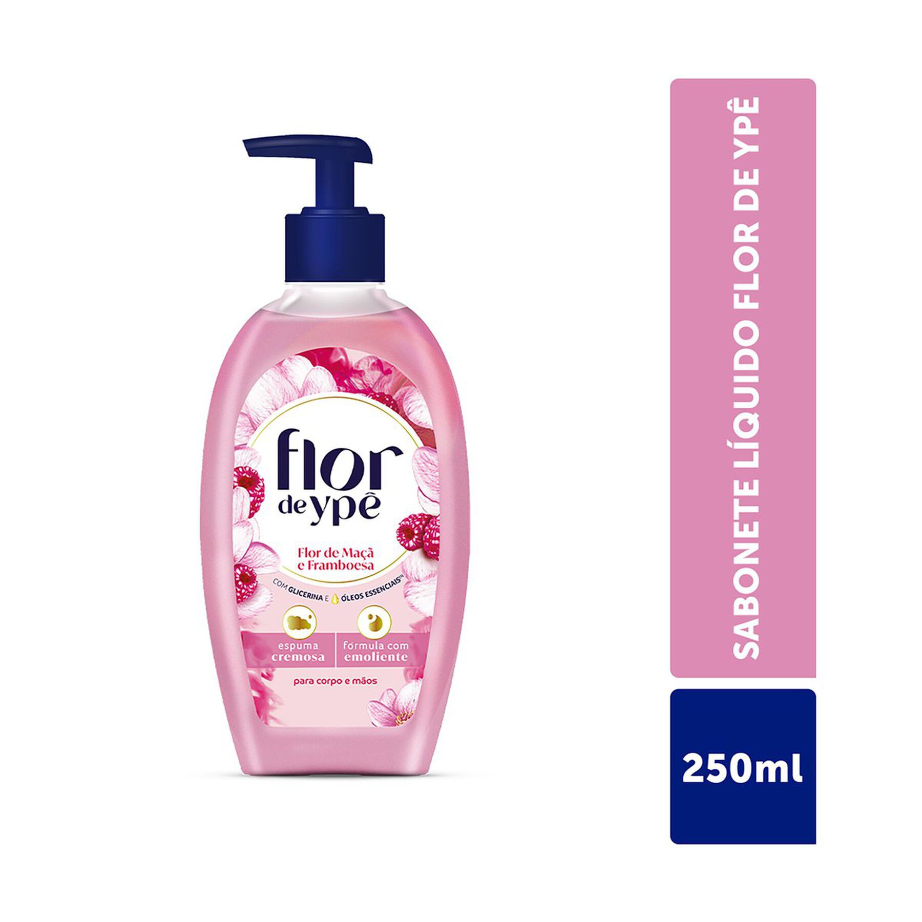 Sabonete L&iacute;quido Corpo e M&atilde;os Flor de Ma&ccedil;&atilde; e Framboesa Flor de Yp&ecirc; Frasco Pump 250ml